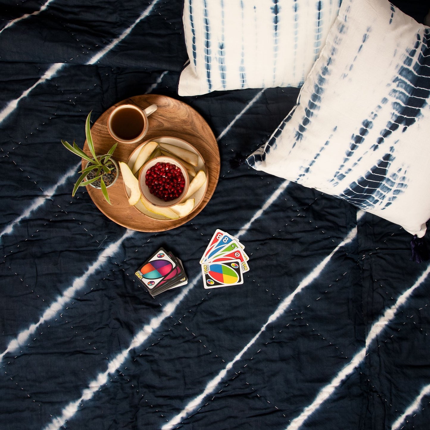 Leheriya – Shibori Dyed Single & Double Jaipuri Cotton Quilt (Blue)