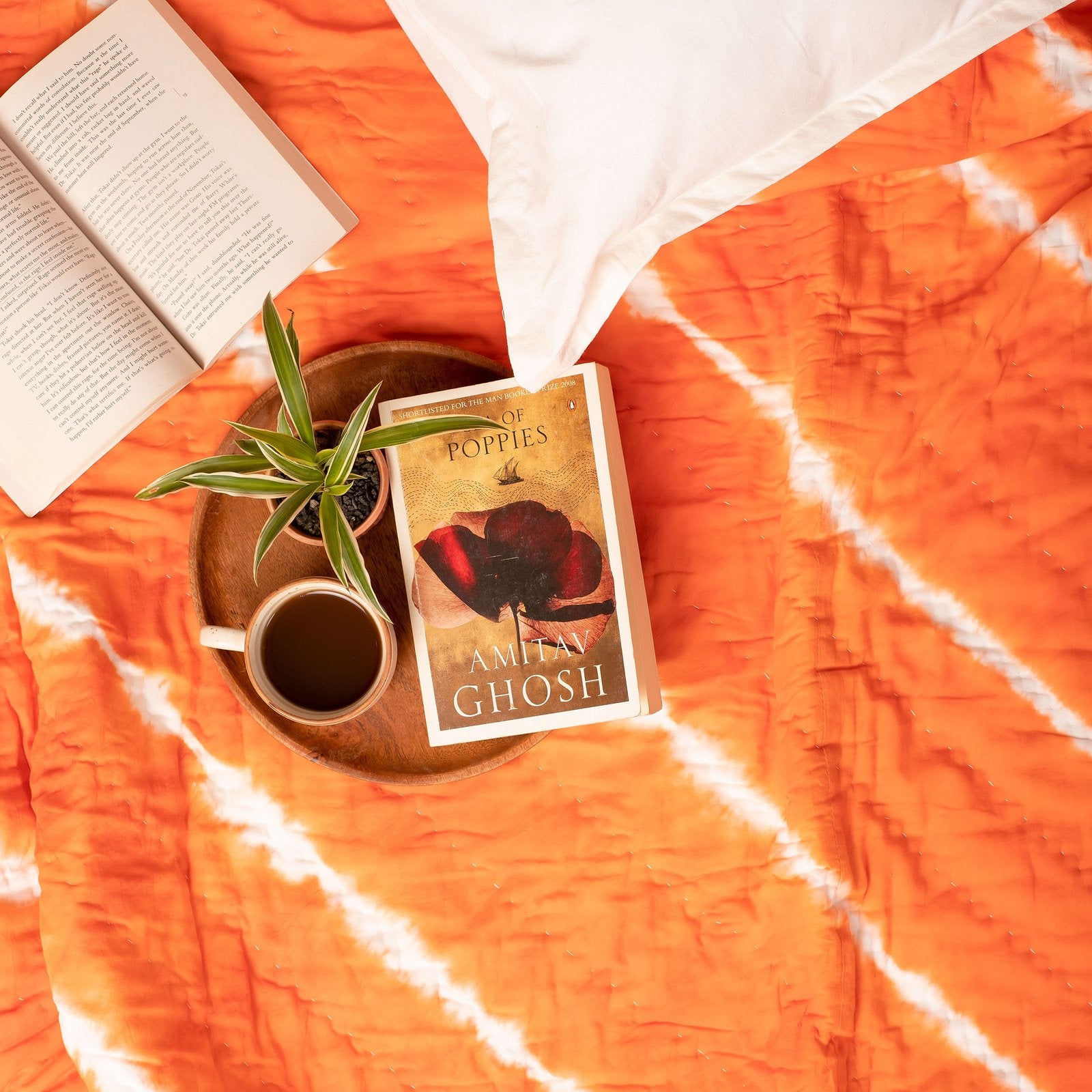 Leheriya- Shibori Dyed Single & Double Jaipuri Cotton Quilt (Orange)