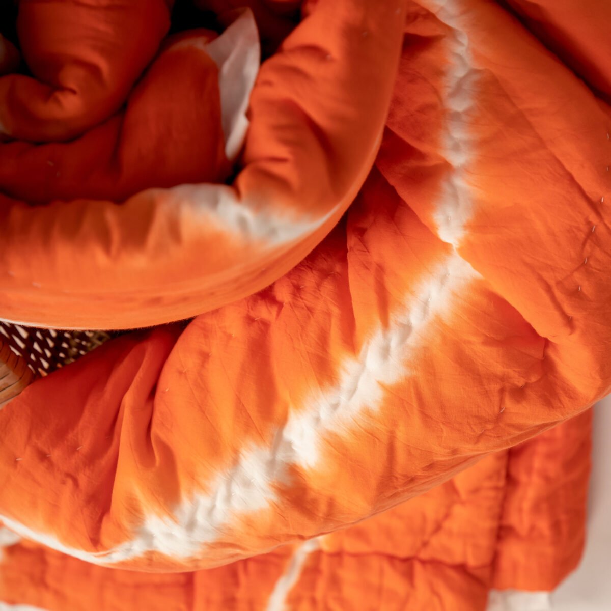 Leheriya- Shibori Dyed Single & Double Jaipuri Cotton Quilt (Orange)