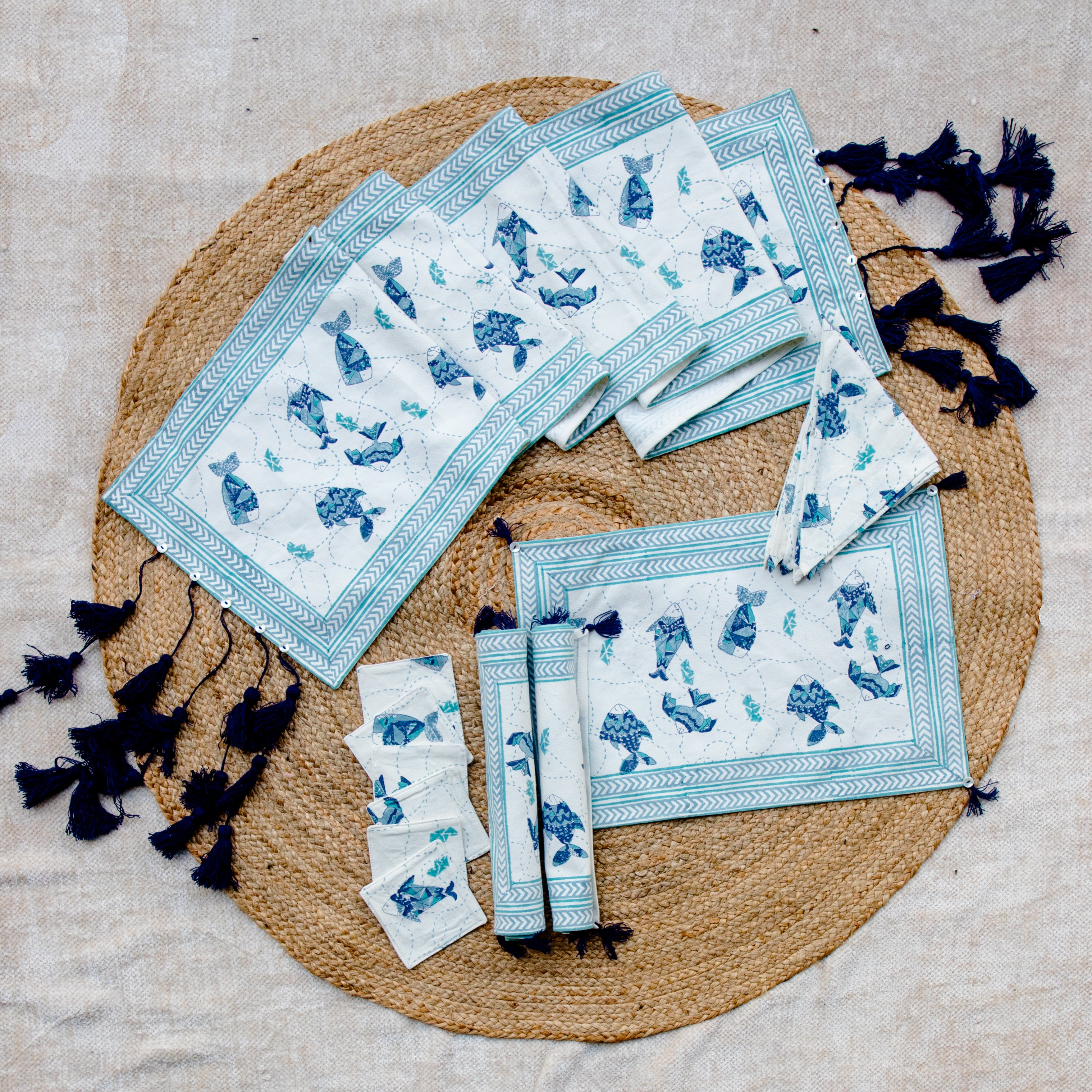 Machali Aur Naav Handcrafted Table Linen Gift Box