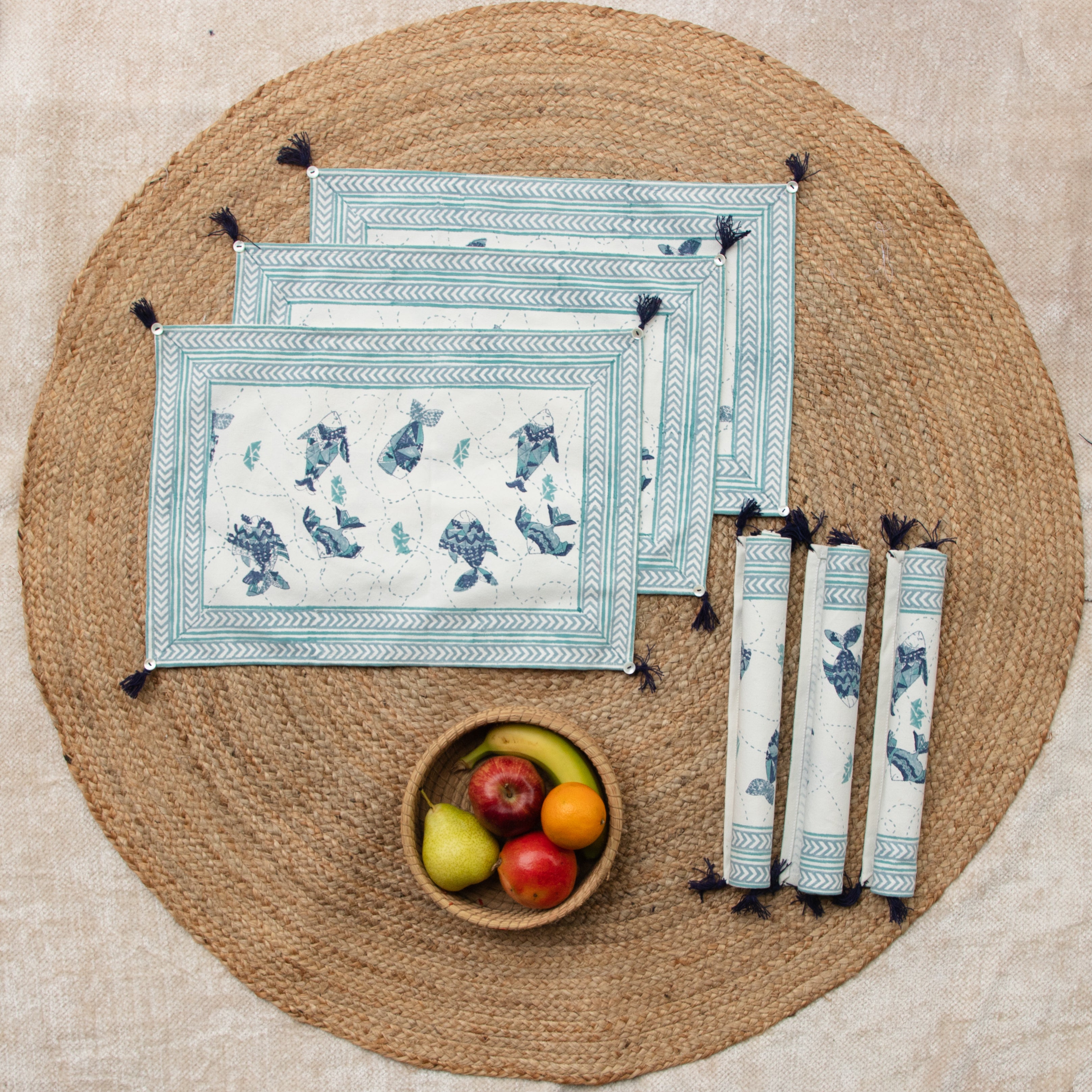 Machali Aur Naav Handcrafted Table Linen Gift Box