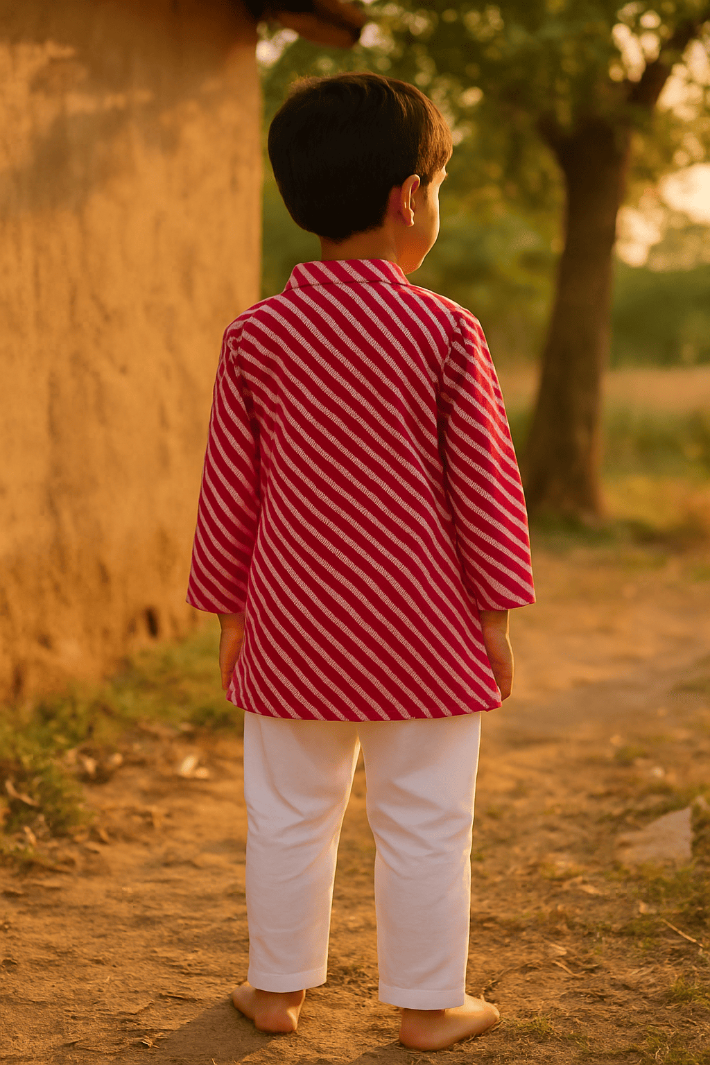 pink Leheriya print kurta set