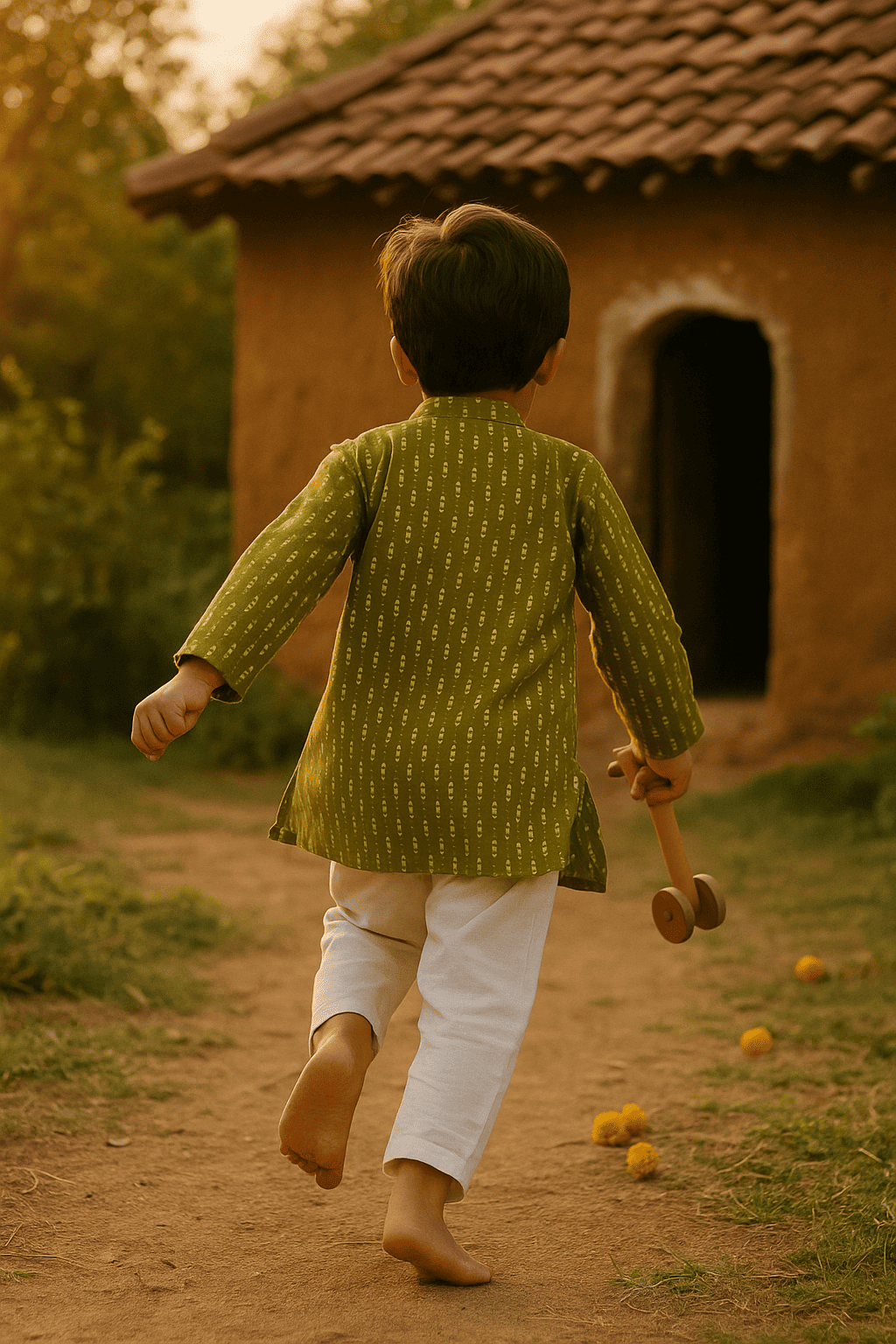 Boys green kurta pyjama set