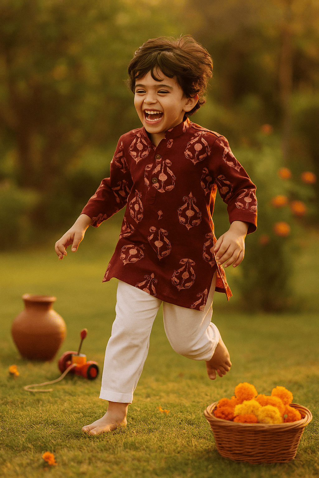 Maroon printed kurta set