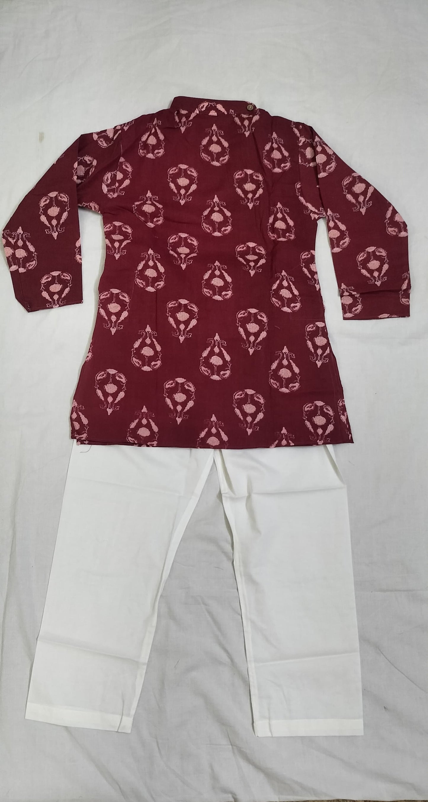 Maroon printed kurta set