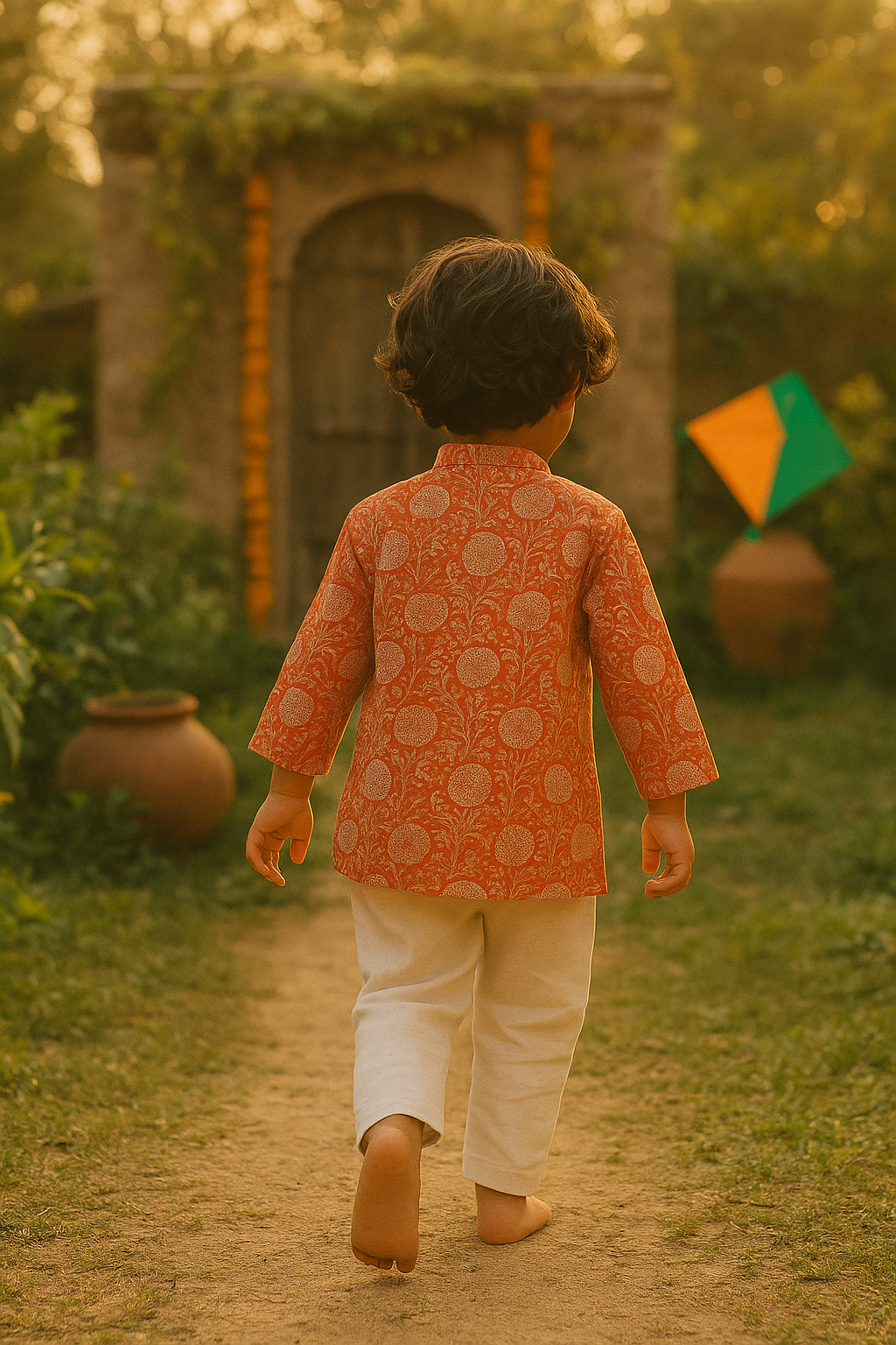 Red merigold boys kurta set