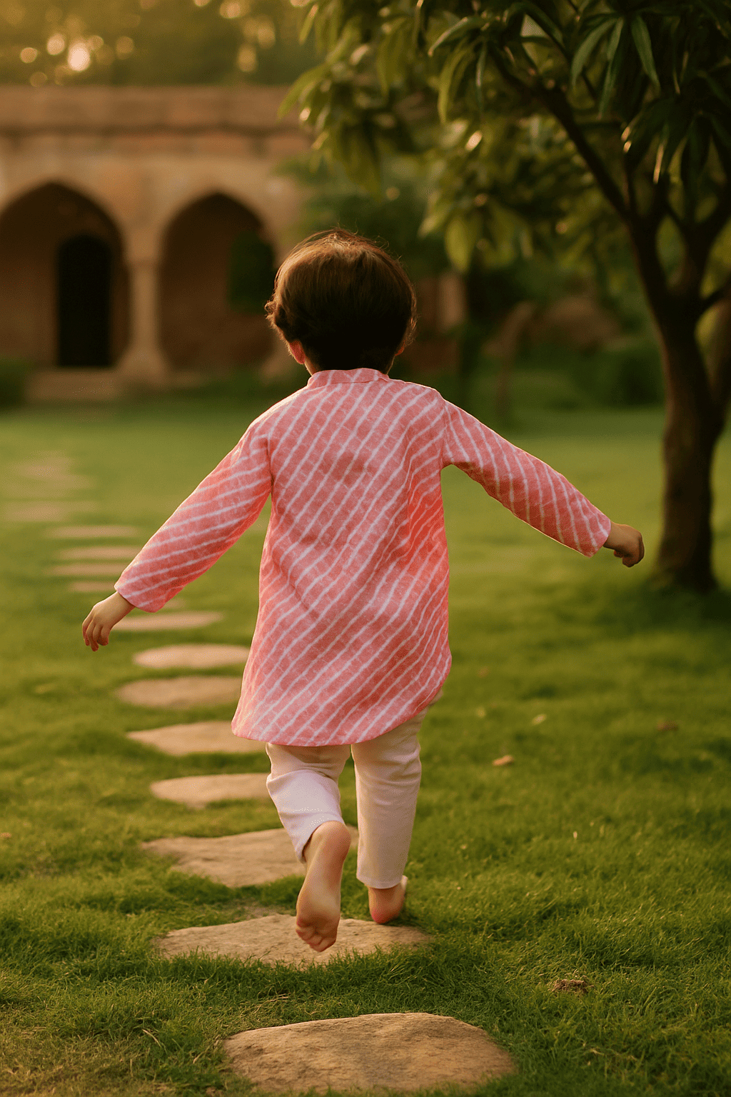 PINK LAHARIYA BOYS KURTA SET