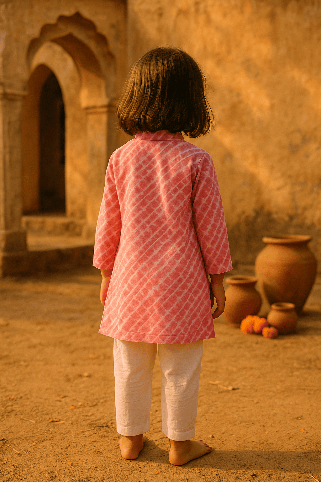 PINK LAHARIYA BOYS KURTA SET