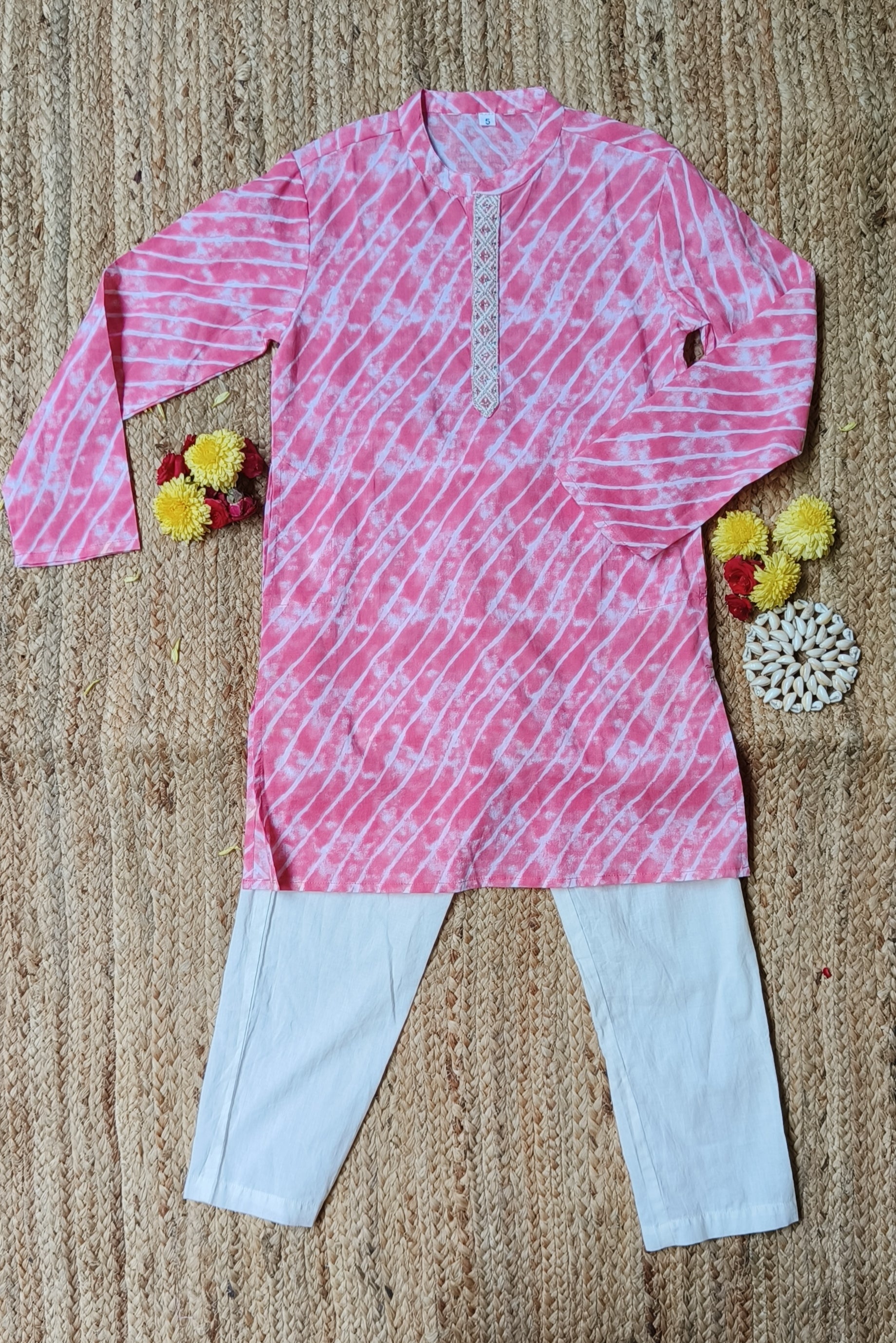 PINK LAHARIYA BOYS KURTA SET