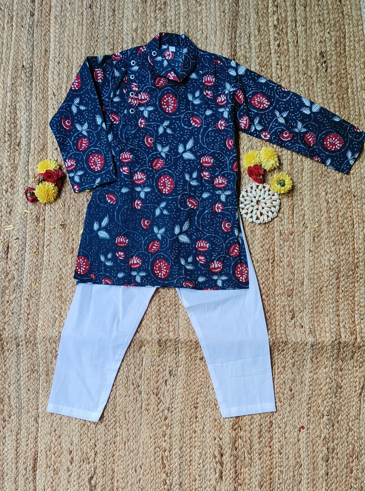 Dark blue kurta set for boys