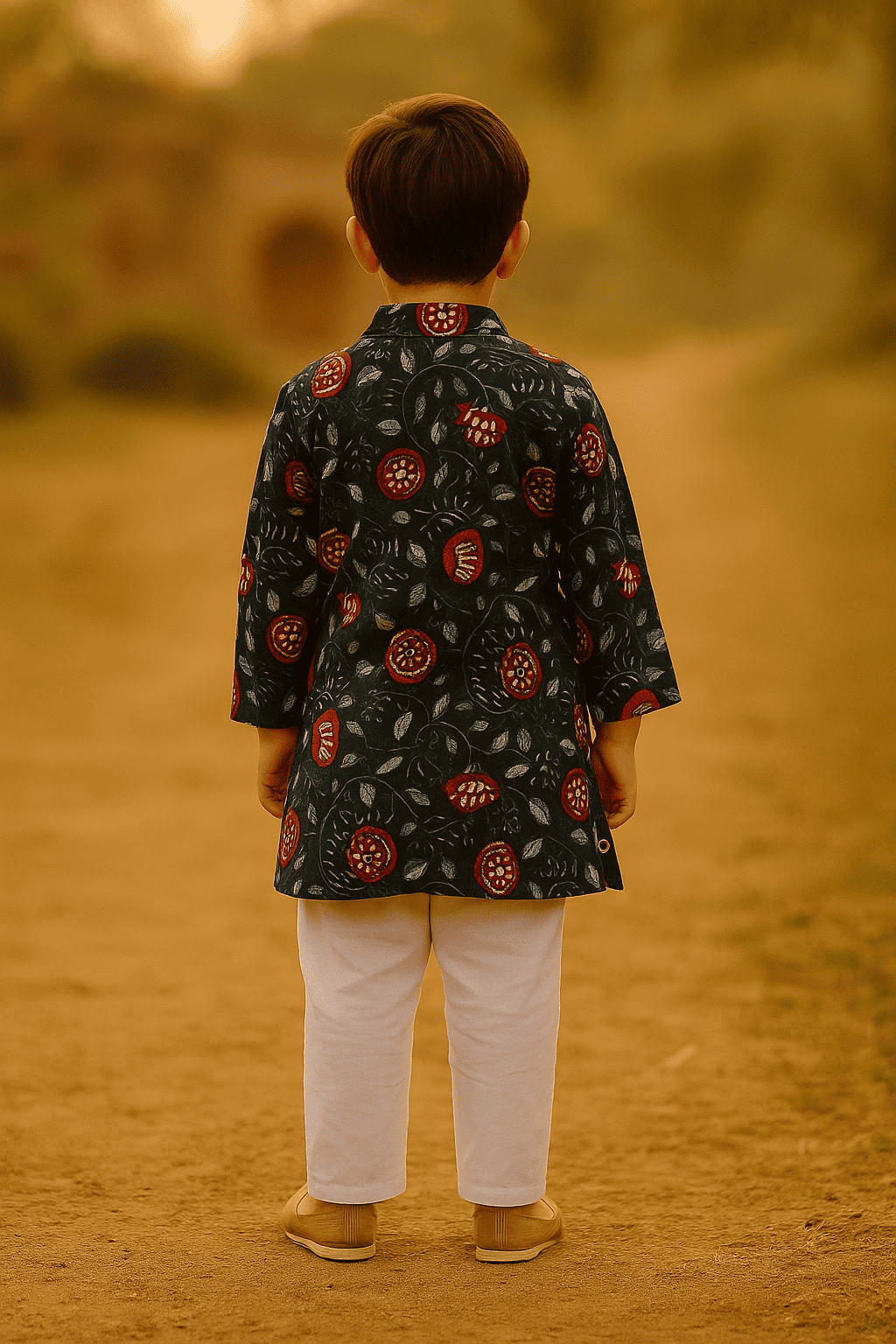 Dark blue kurta set for boys