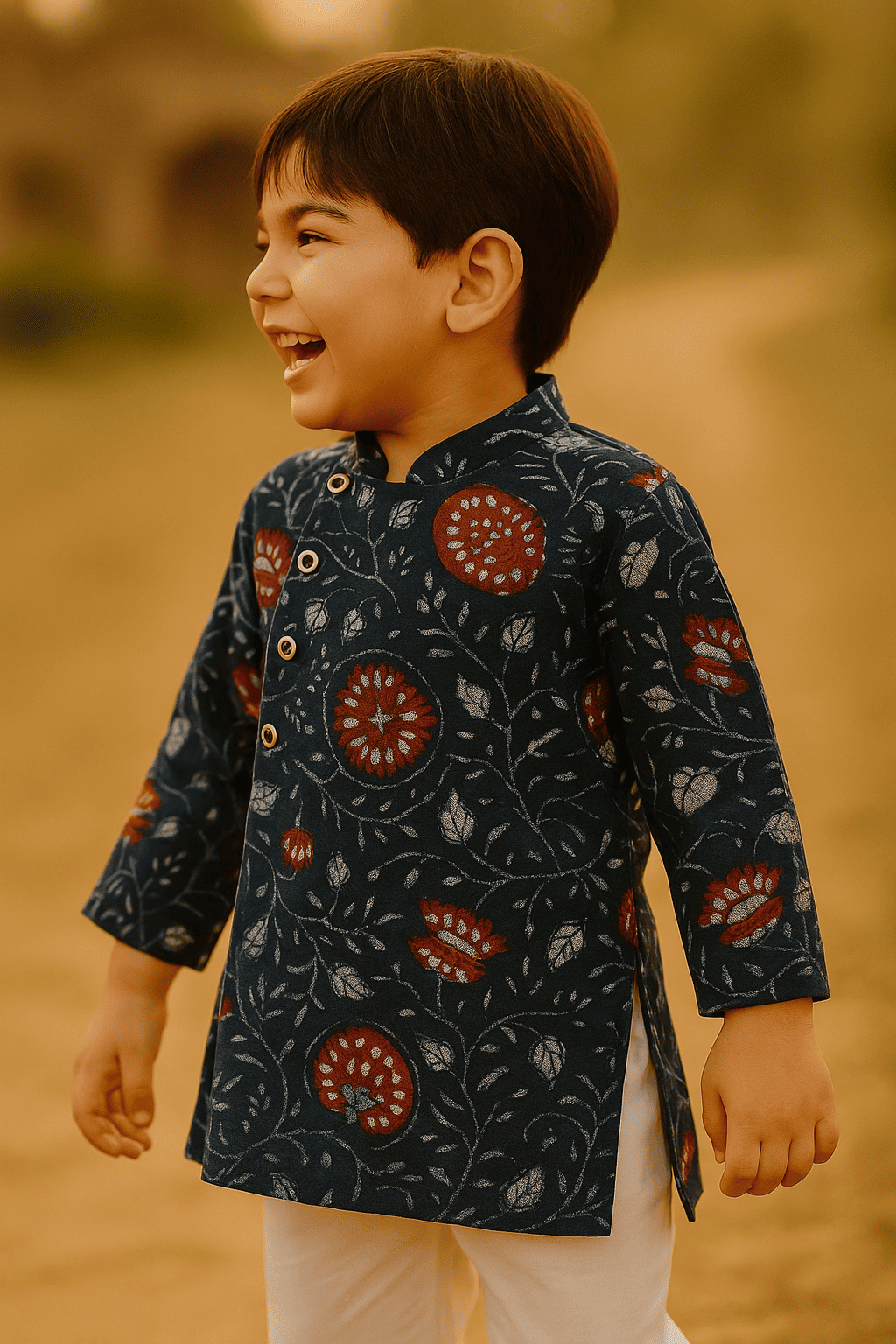 Dark blue kurta set for boys