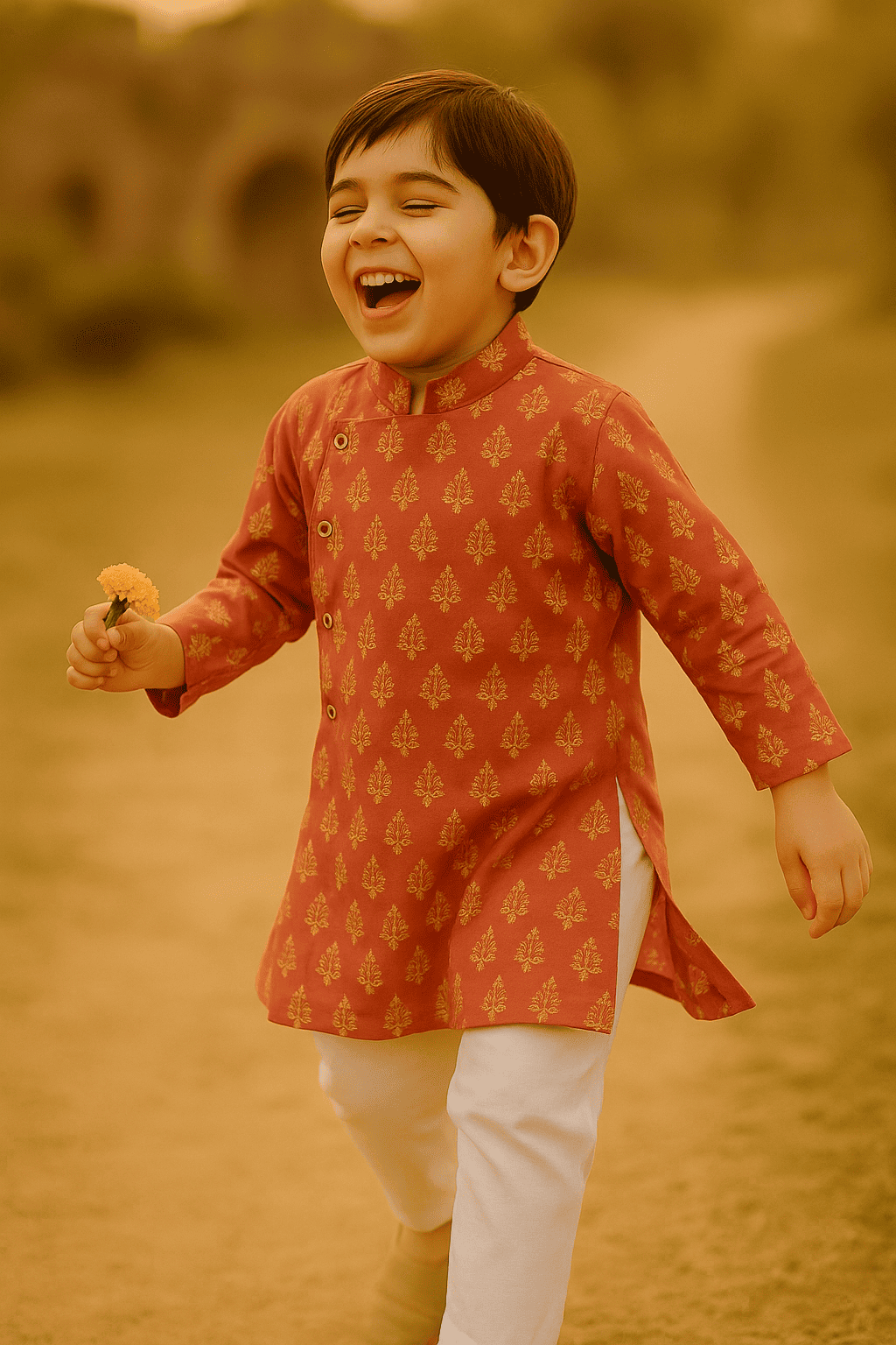 Boys pink kurta set
