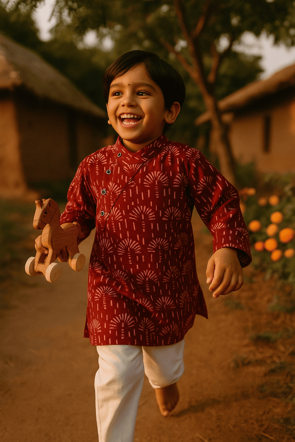 Maroon printed kurta set