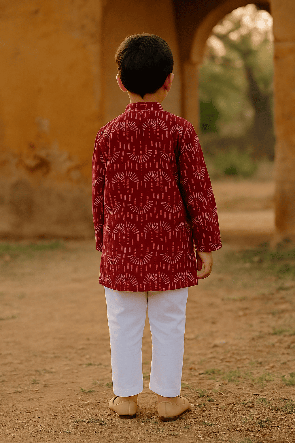 Maroon printed kurta set