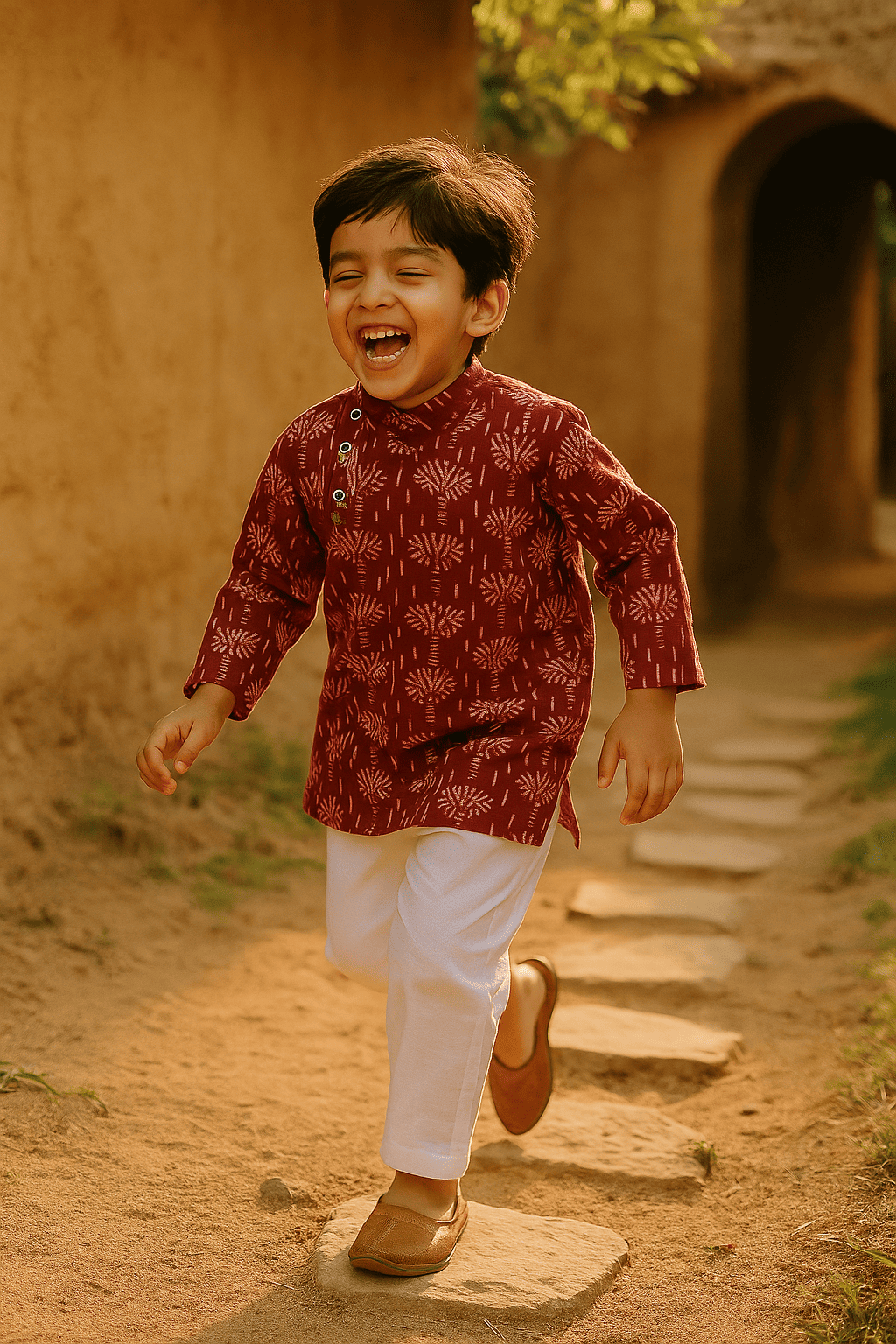 Maroon printed kurta set