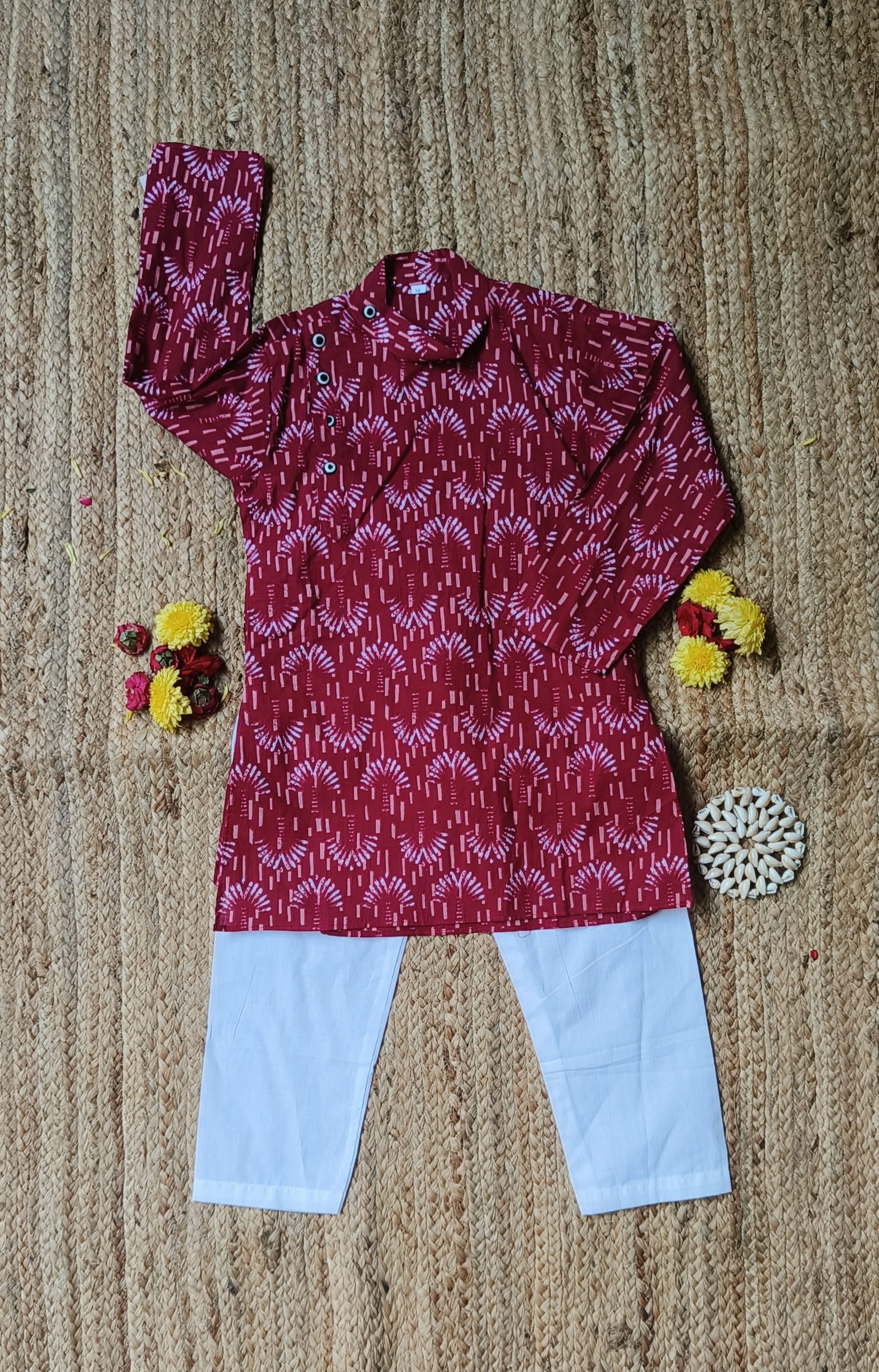 Maroon printed kurta set
