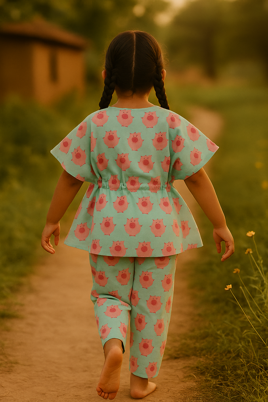 Printed kaftan sets for girls