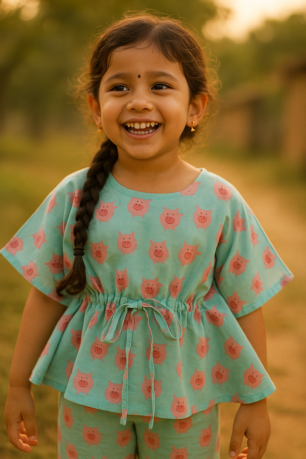 Printed kaftan sets for girls