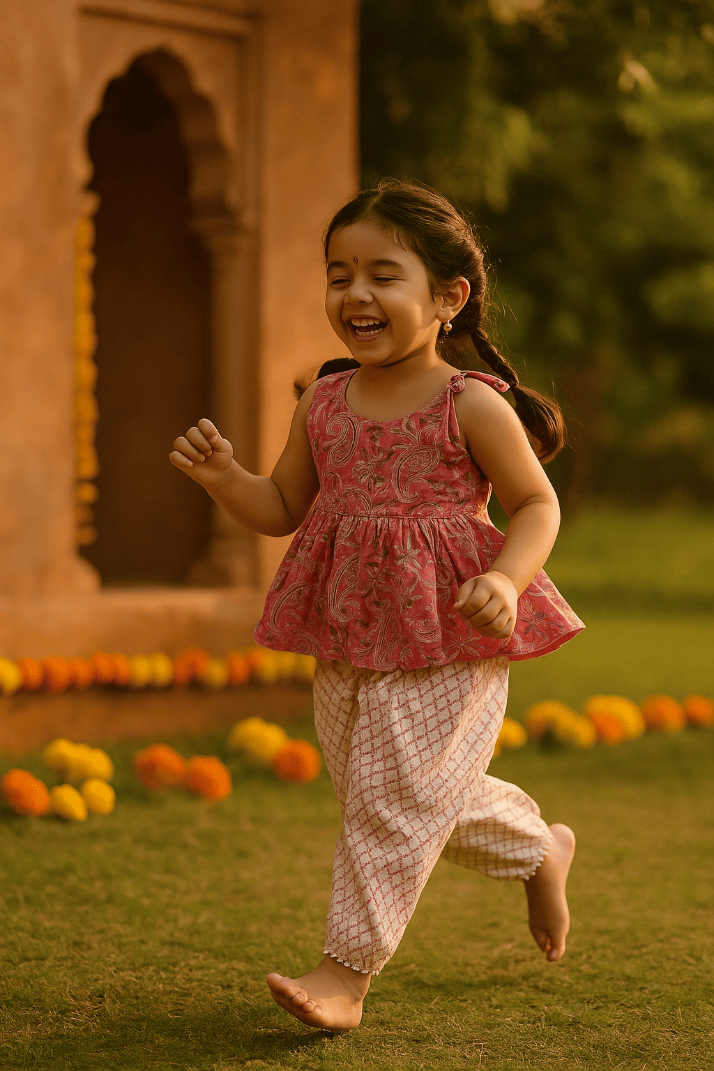Pink kurta set for girls
