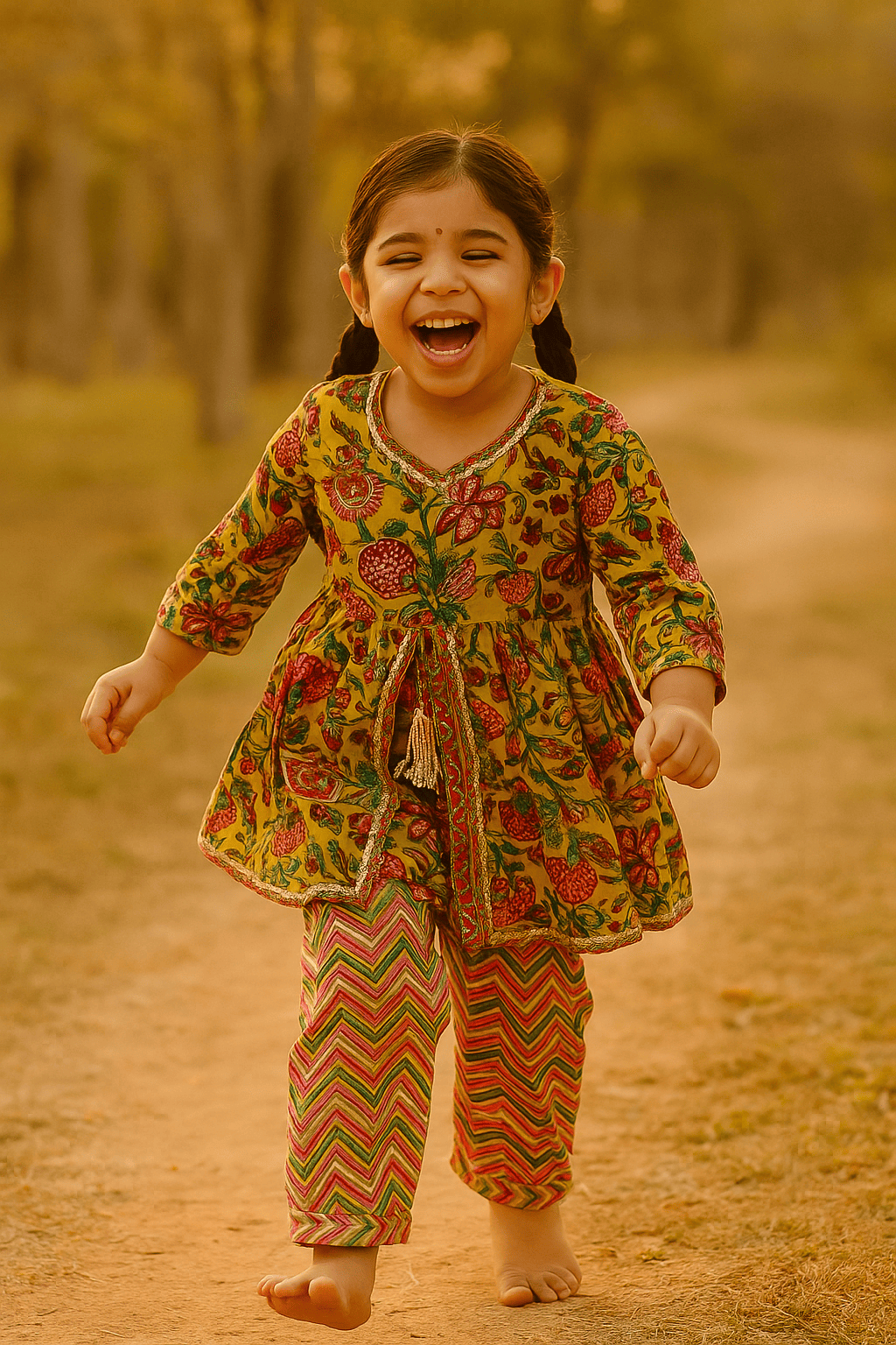 Multi colour printed kurta set