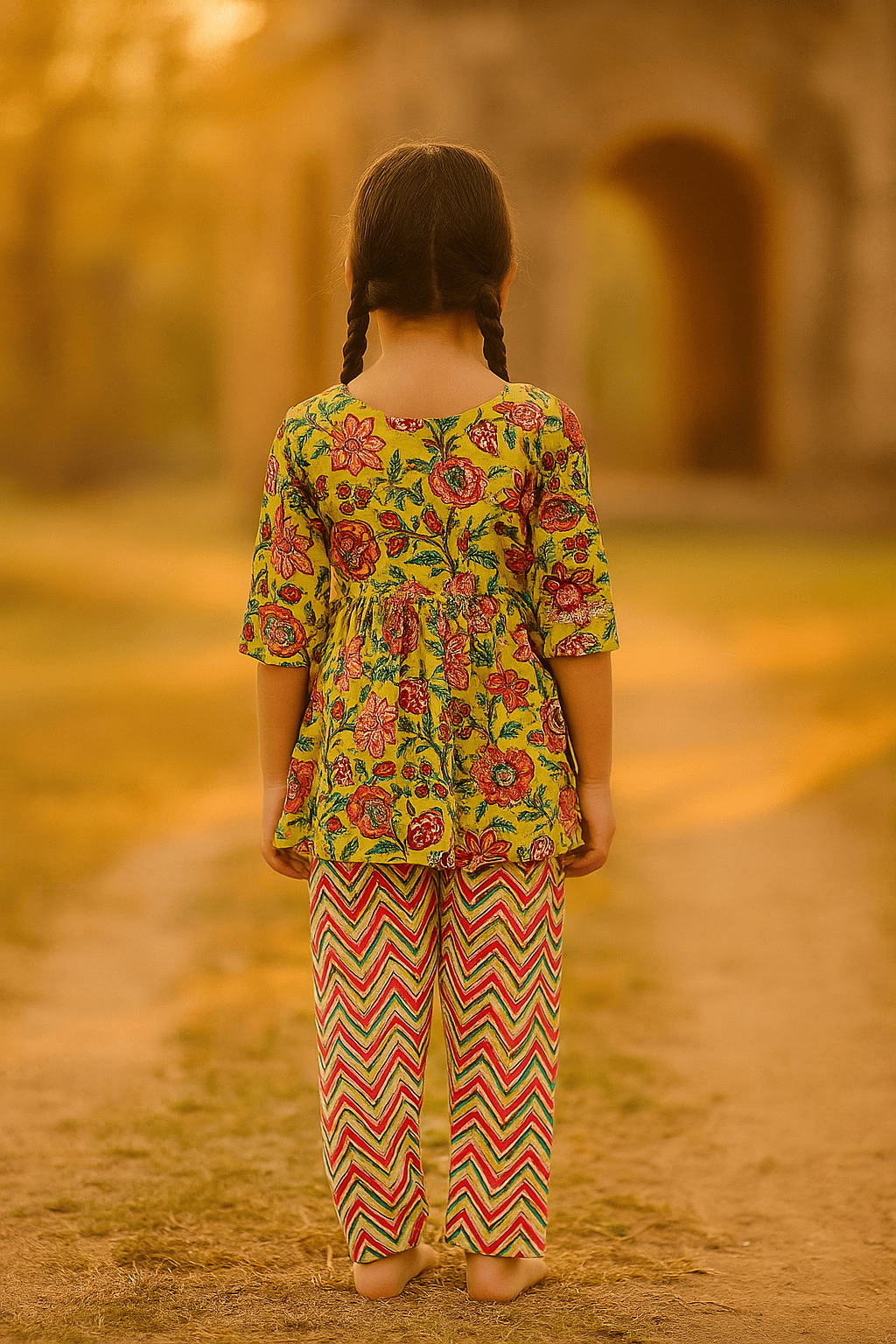 Multi colour printed kurta set
