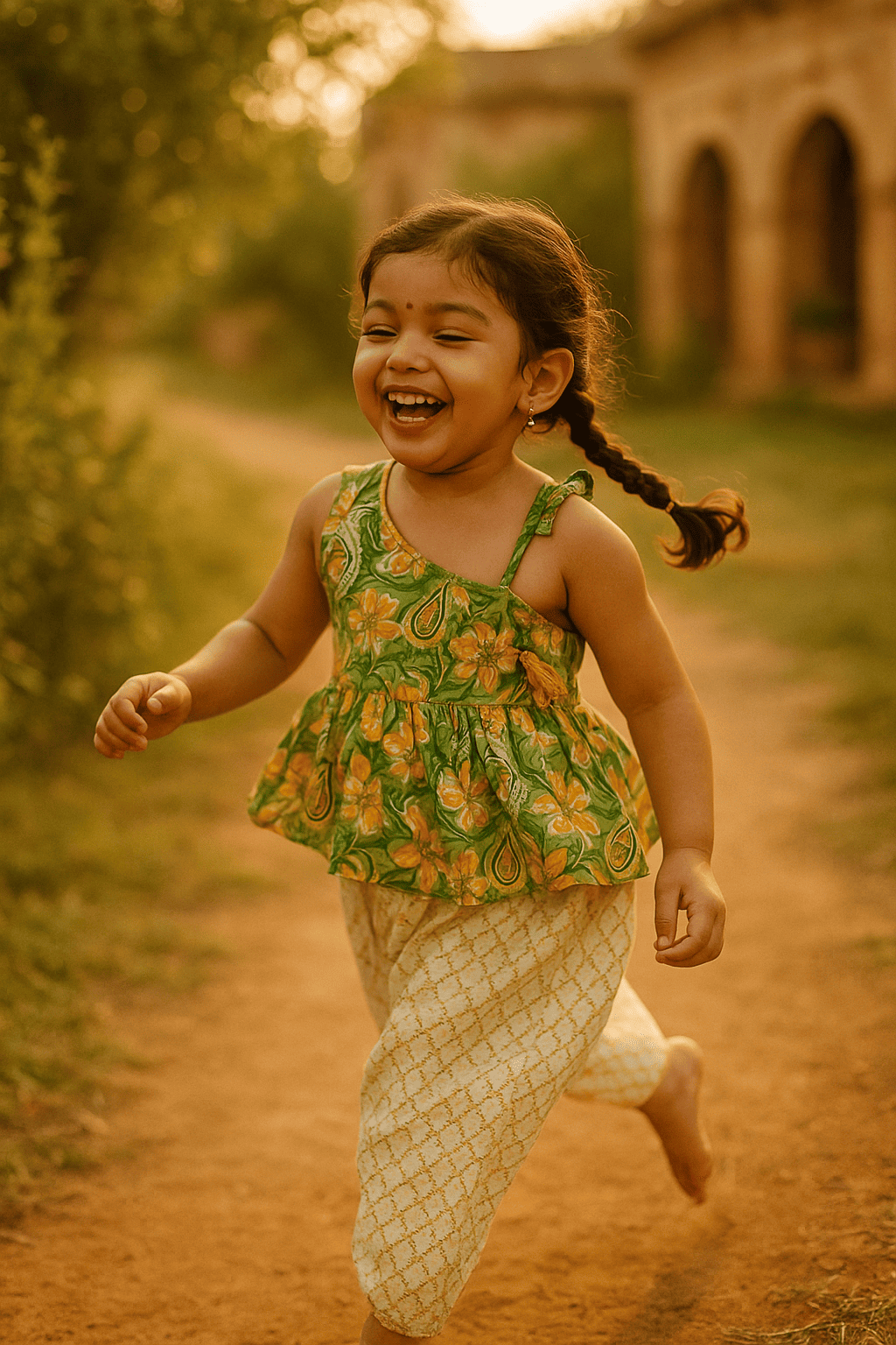 Green kurta set for girls