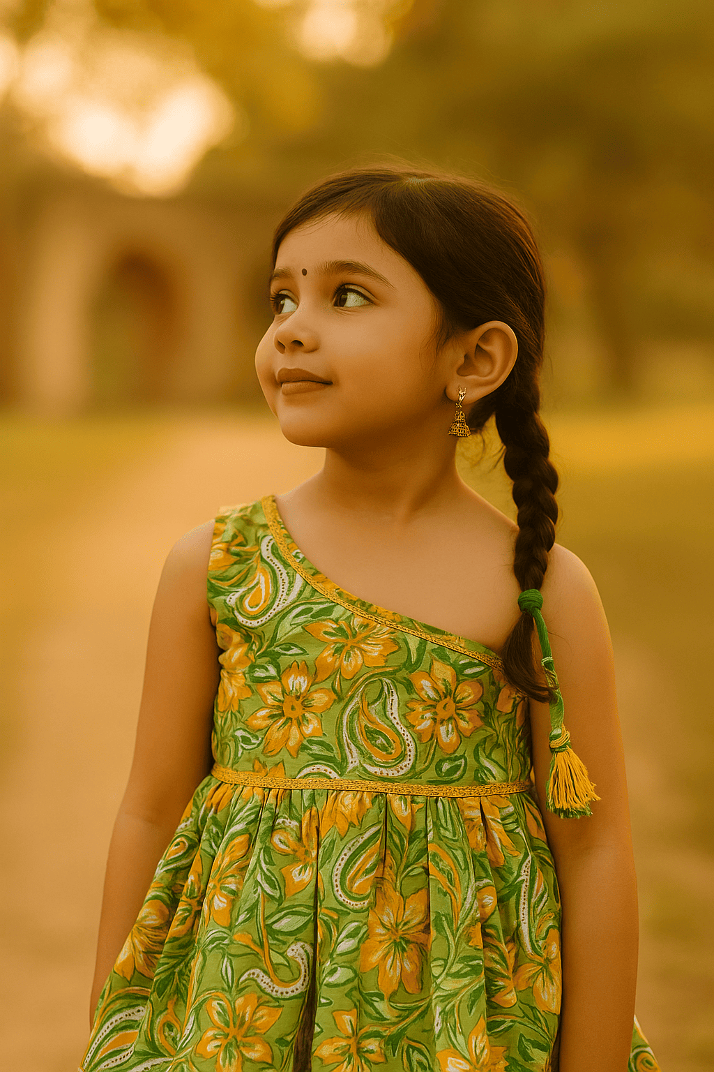Green kurta set for girls