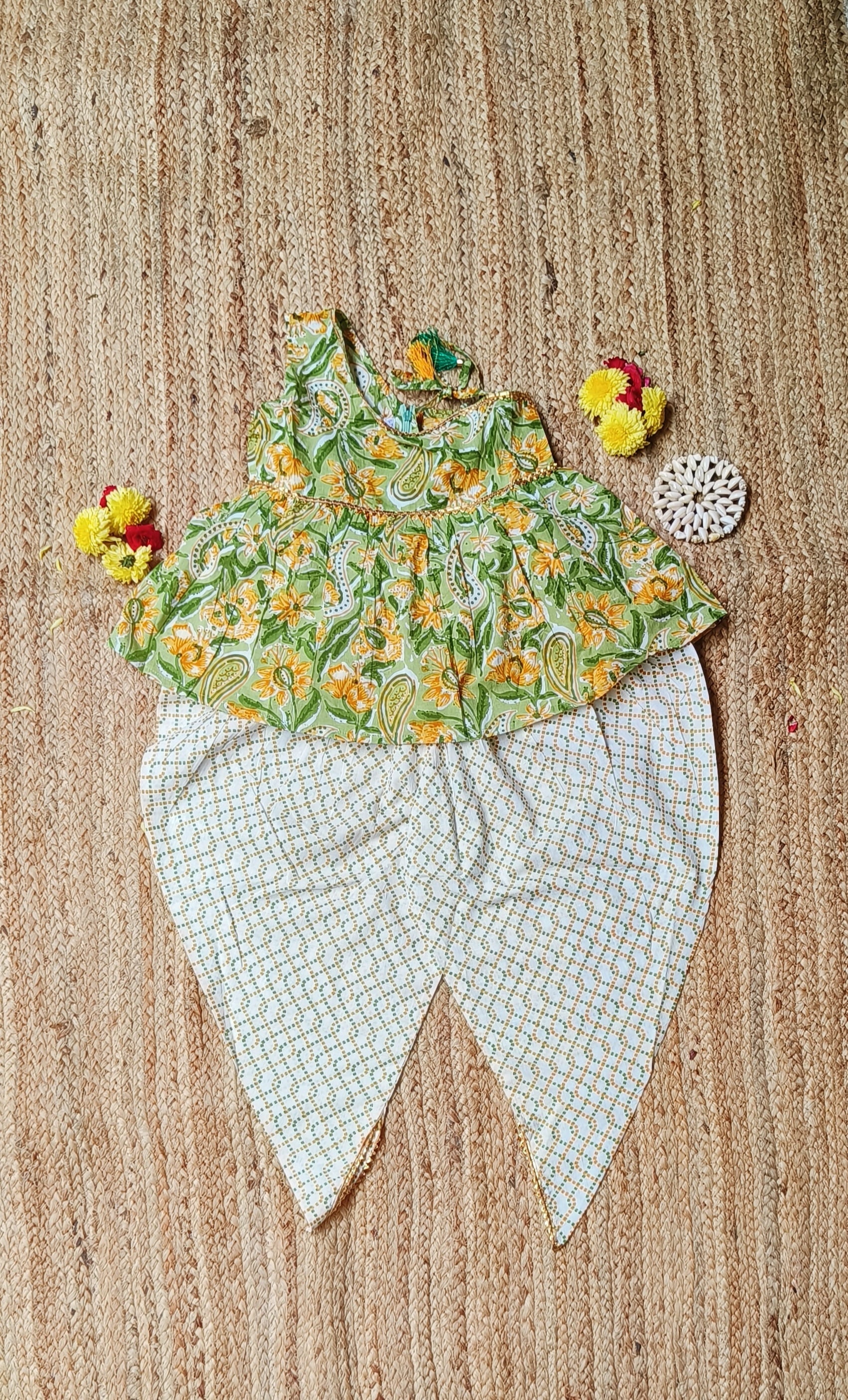 Green kurta set for girls