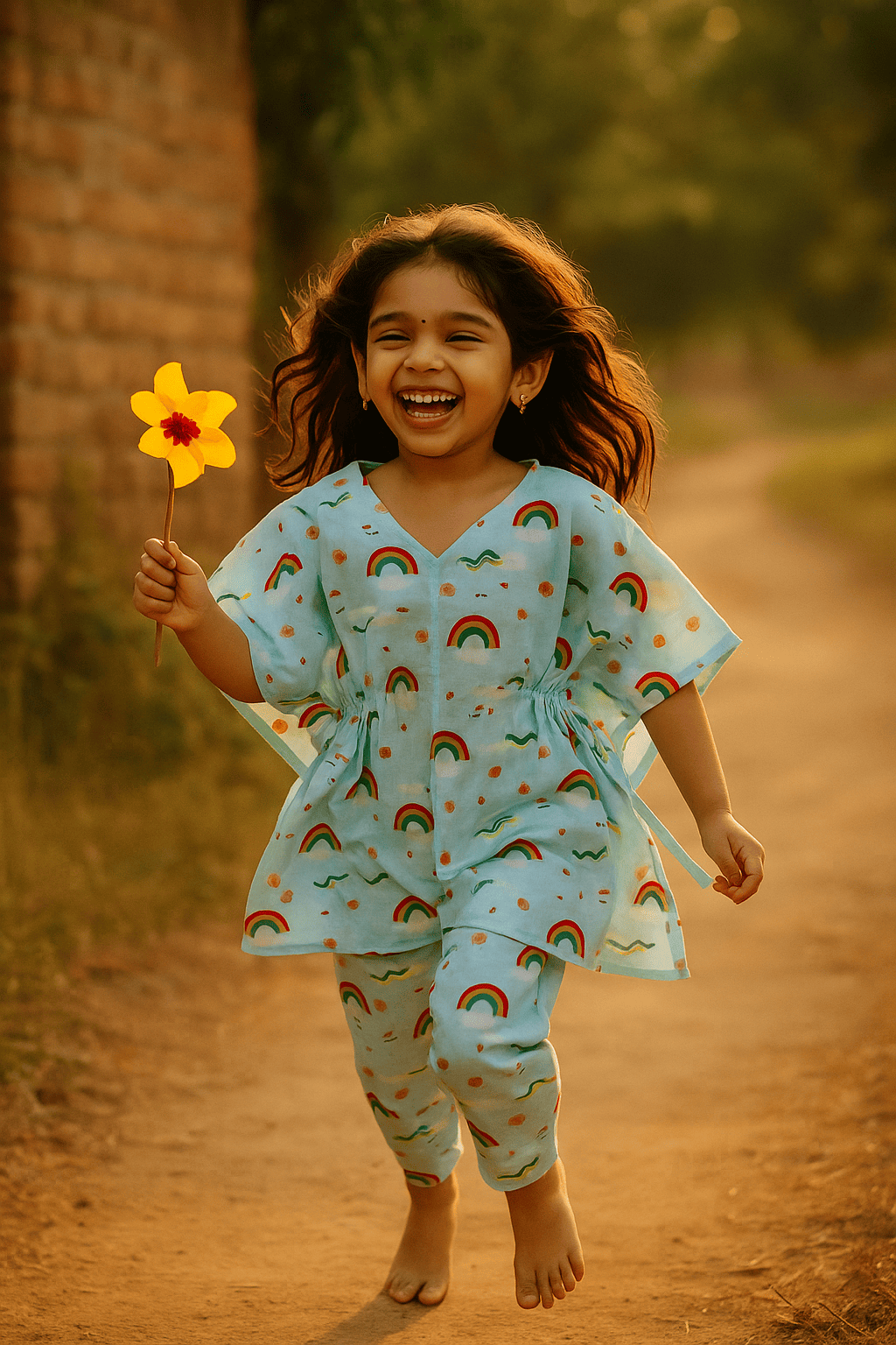 Printed kaftan set for girls