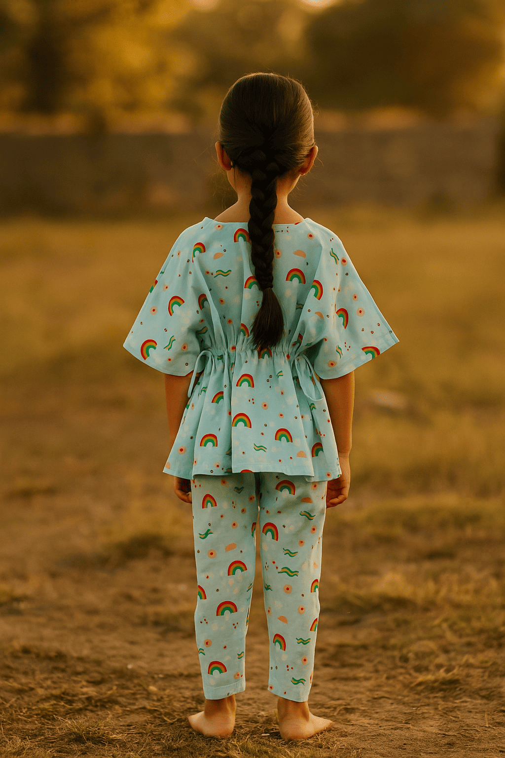 Printed kaftan set for girls