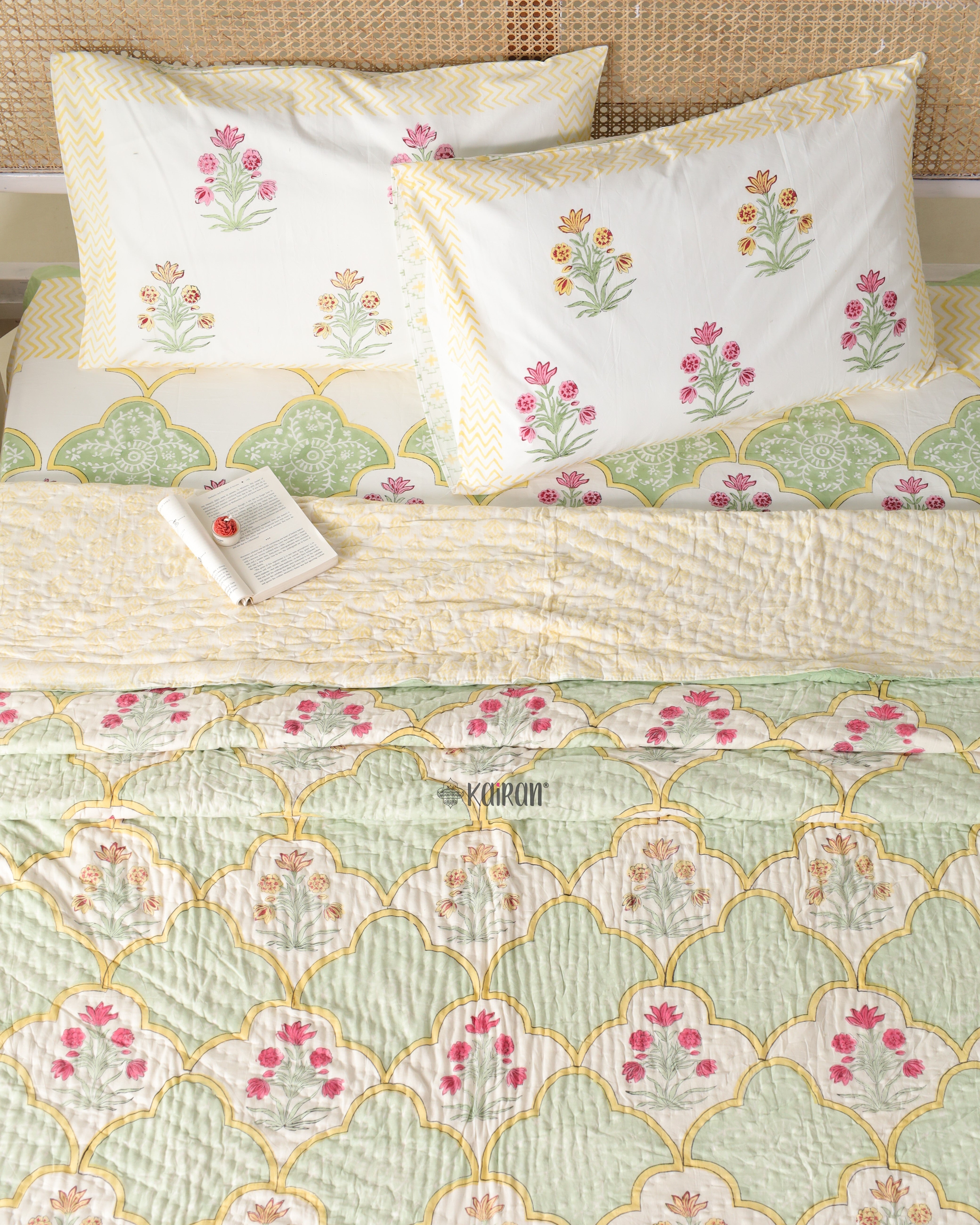 LUCKNOW HAND BLOCK PRINTED BEDSHEET & PILLOWS
