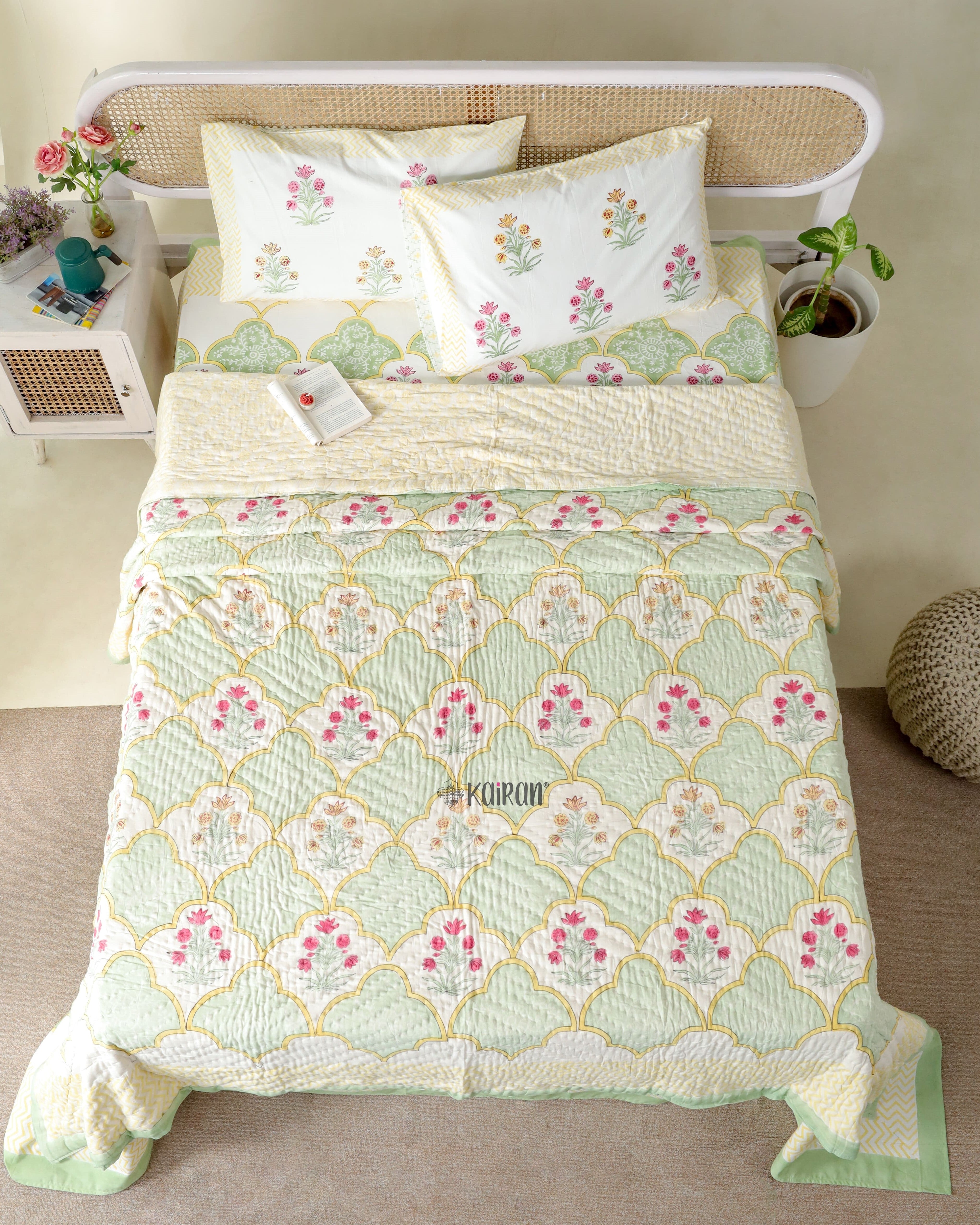 LUCKNOW HAND BLOCK PRINTED BEDSHEET & PILLOWS