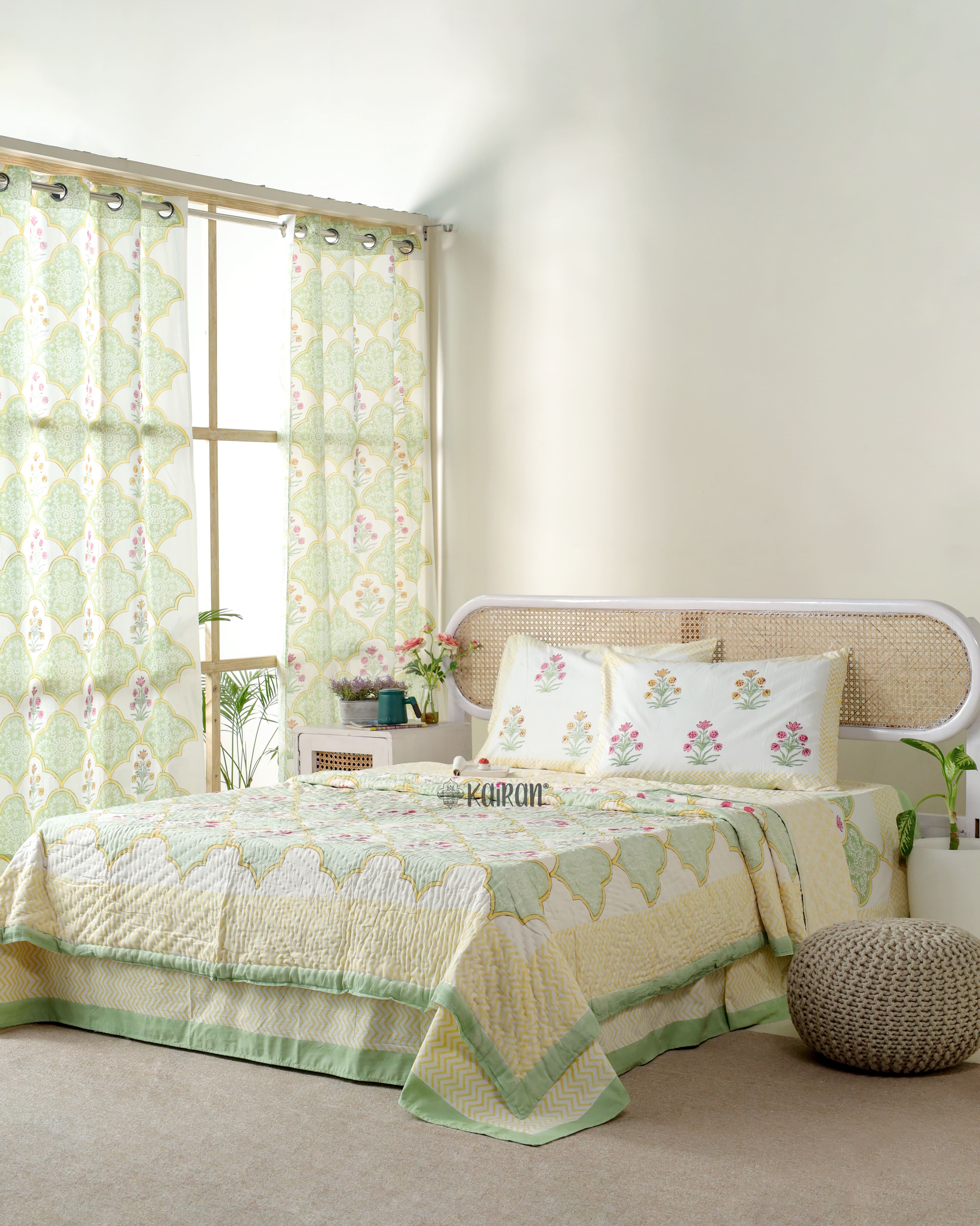 LUCKNOW HAND BLOCK PRINTED BEDSHEET & PILLOWS