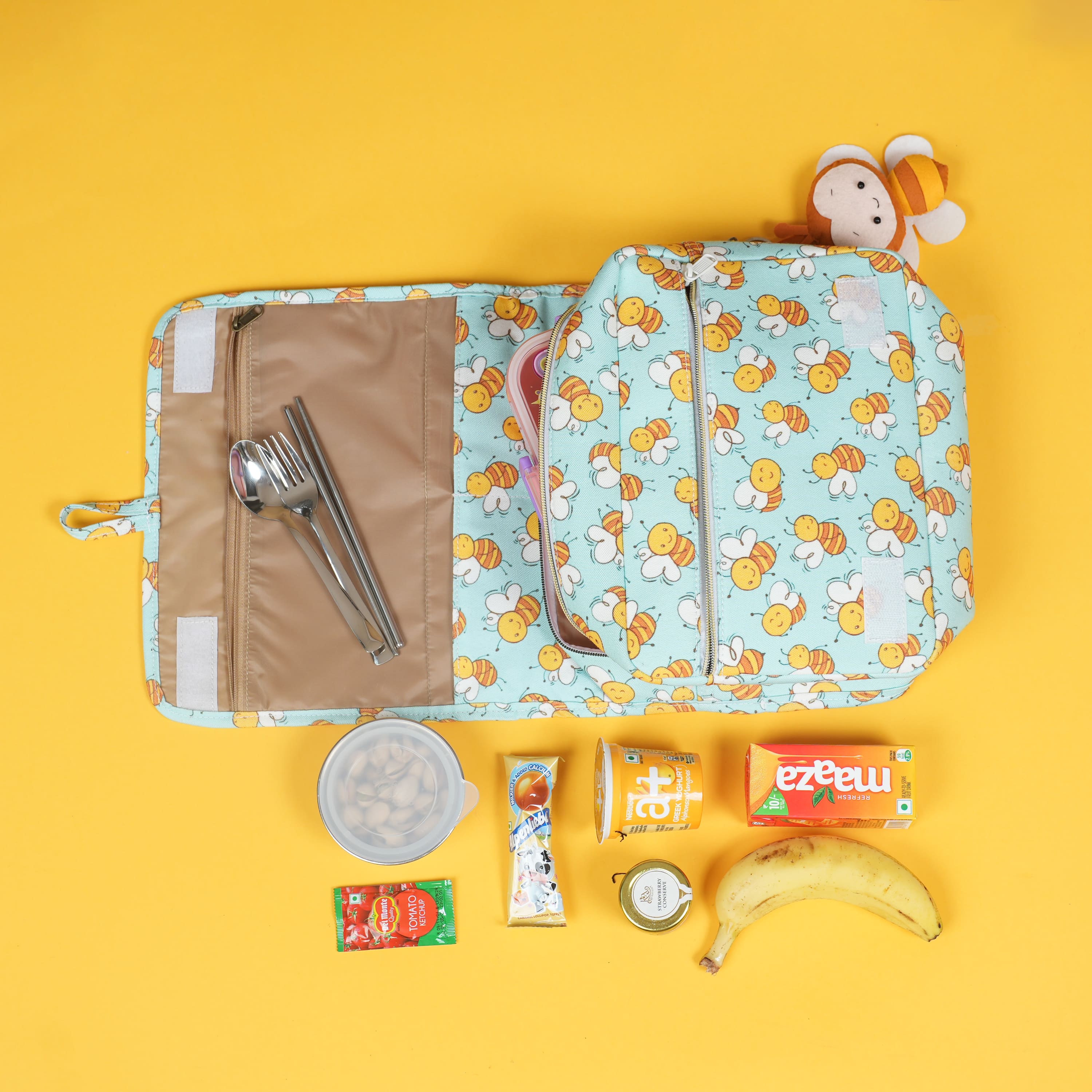 Lunch Bag Honey Bees Print Personalized Bag