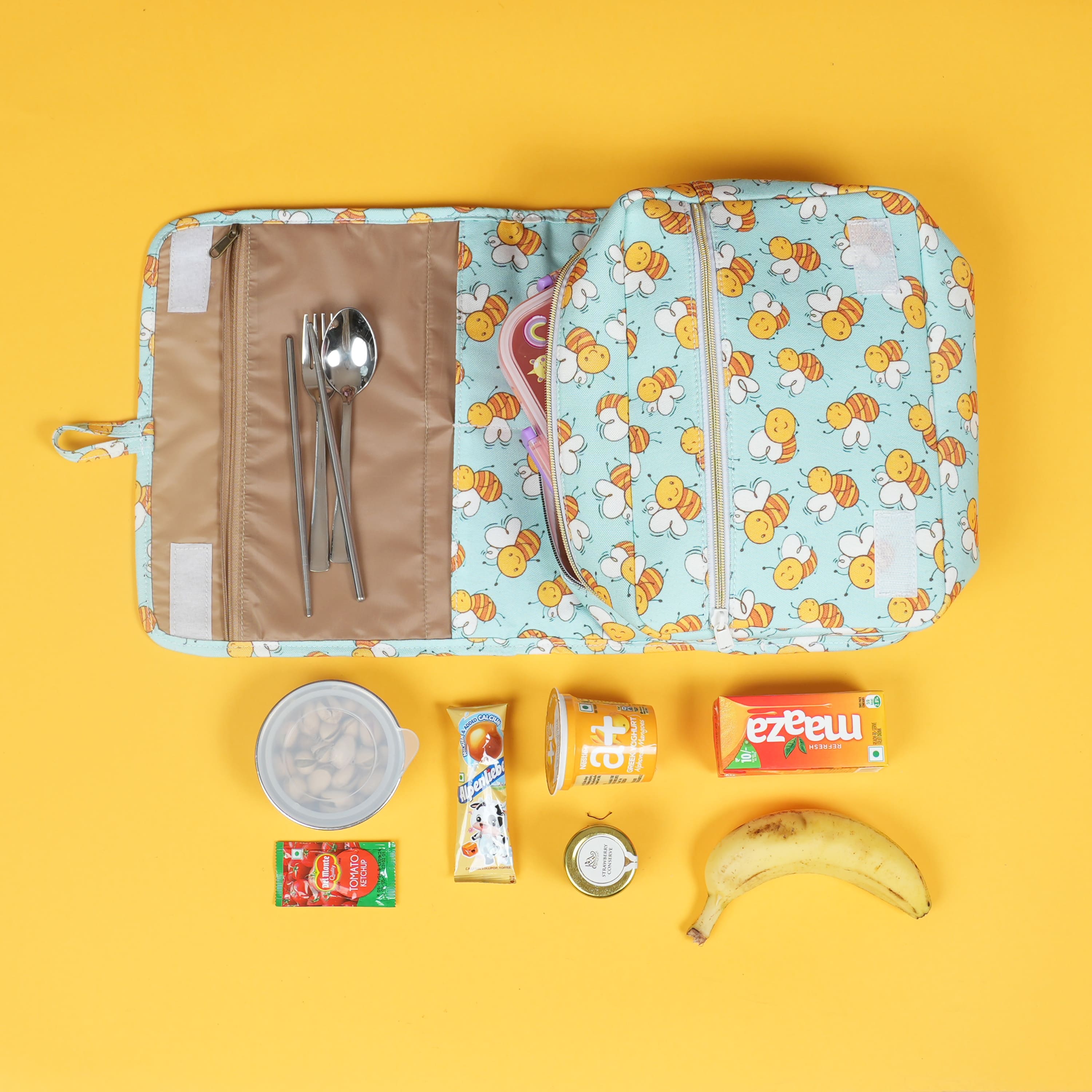 Lunch Bag Honey Bees Print Personalized Bag