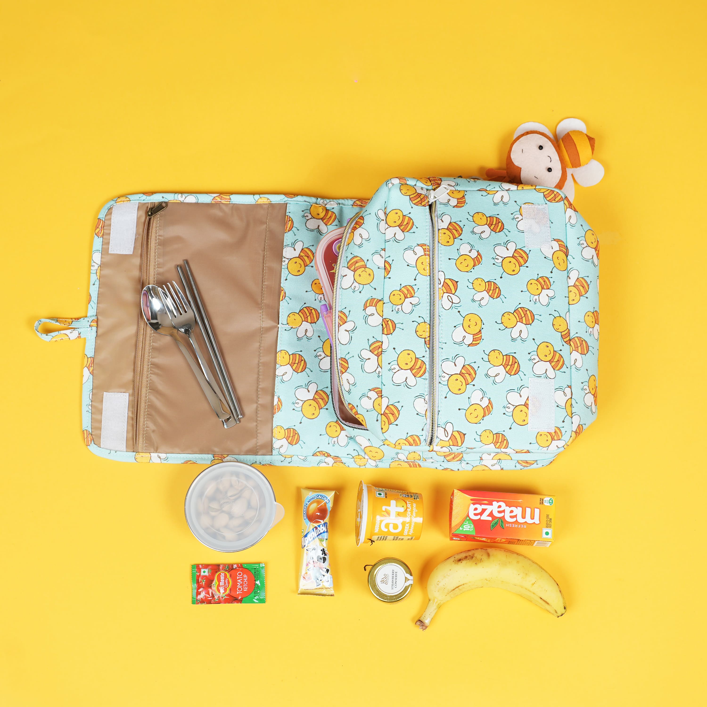 Lunch Bag Honey Bees Print Personalized Bag