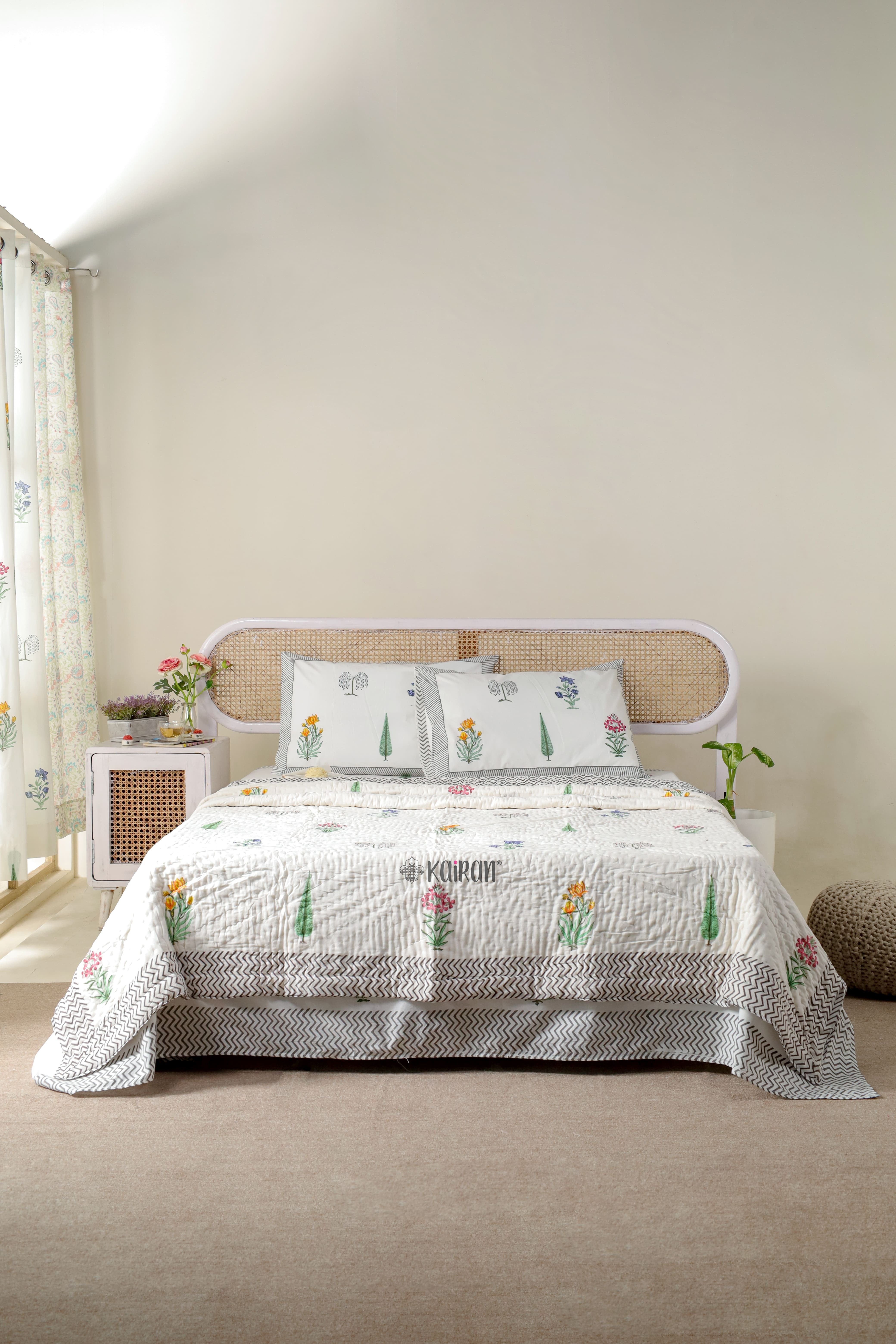 MADURAI HAND BLOCK PRINTED BEDSHEET & PILLOWS