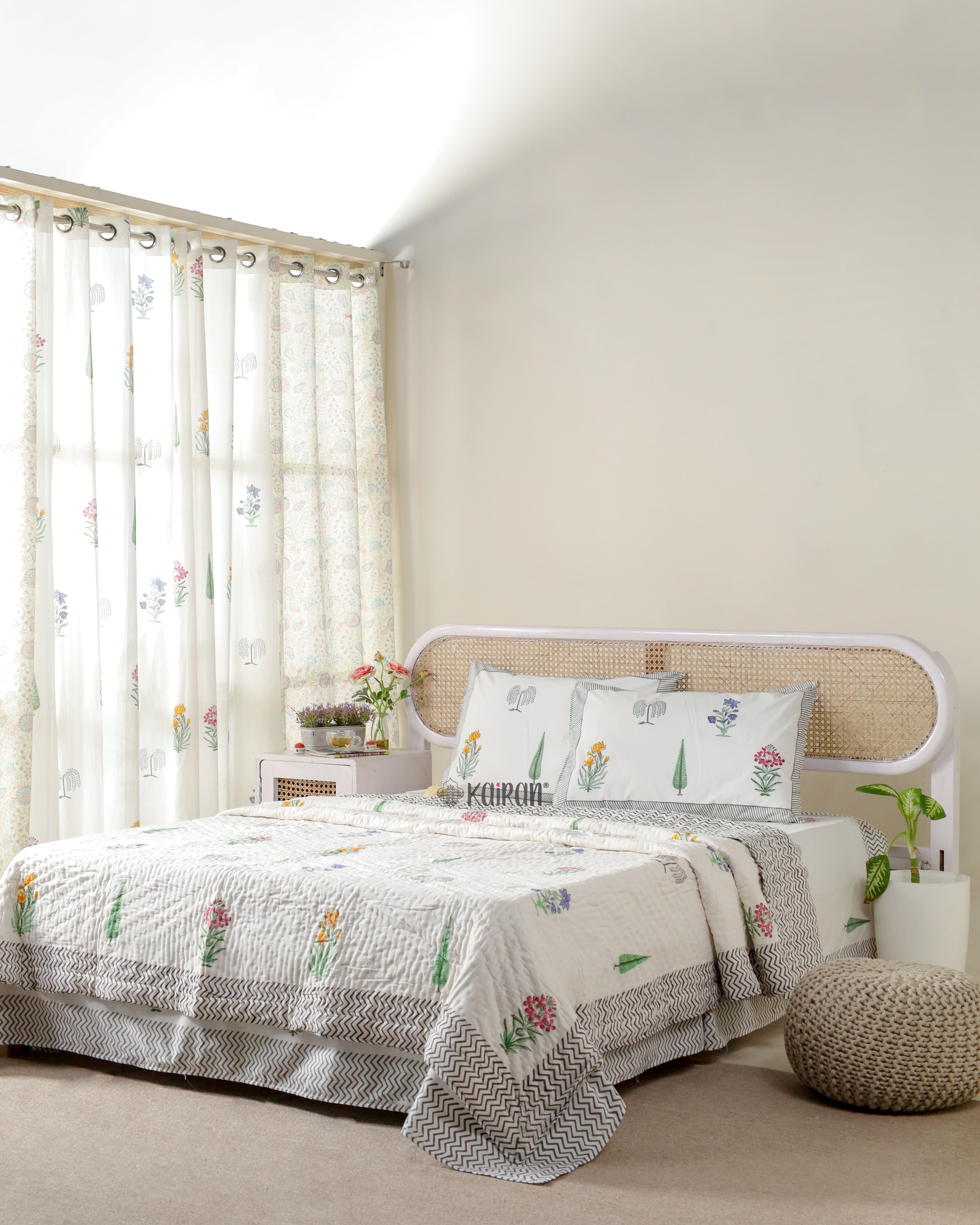 MADURAI HAND BLOCK PRINTED BEDSHEET & PILLOWS