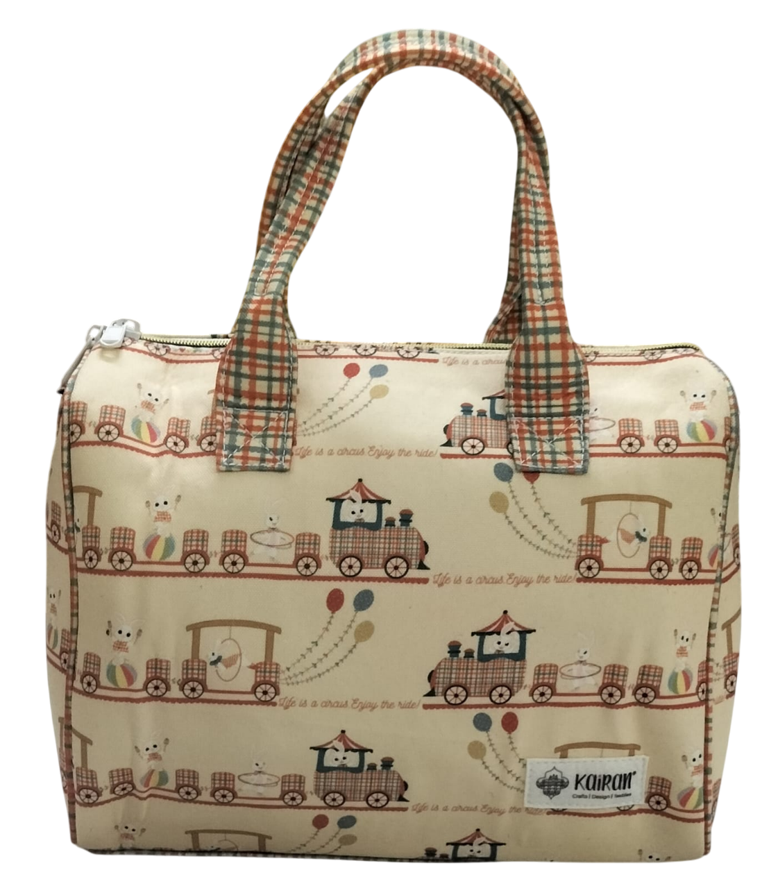 Mini Duffle/Diaper Circus Train print Personalised Bag