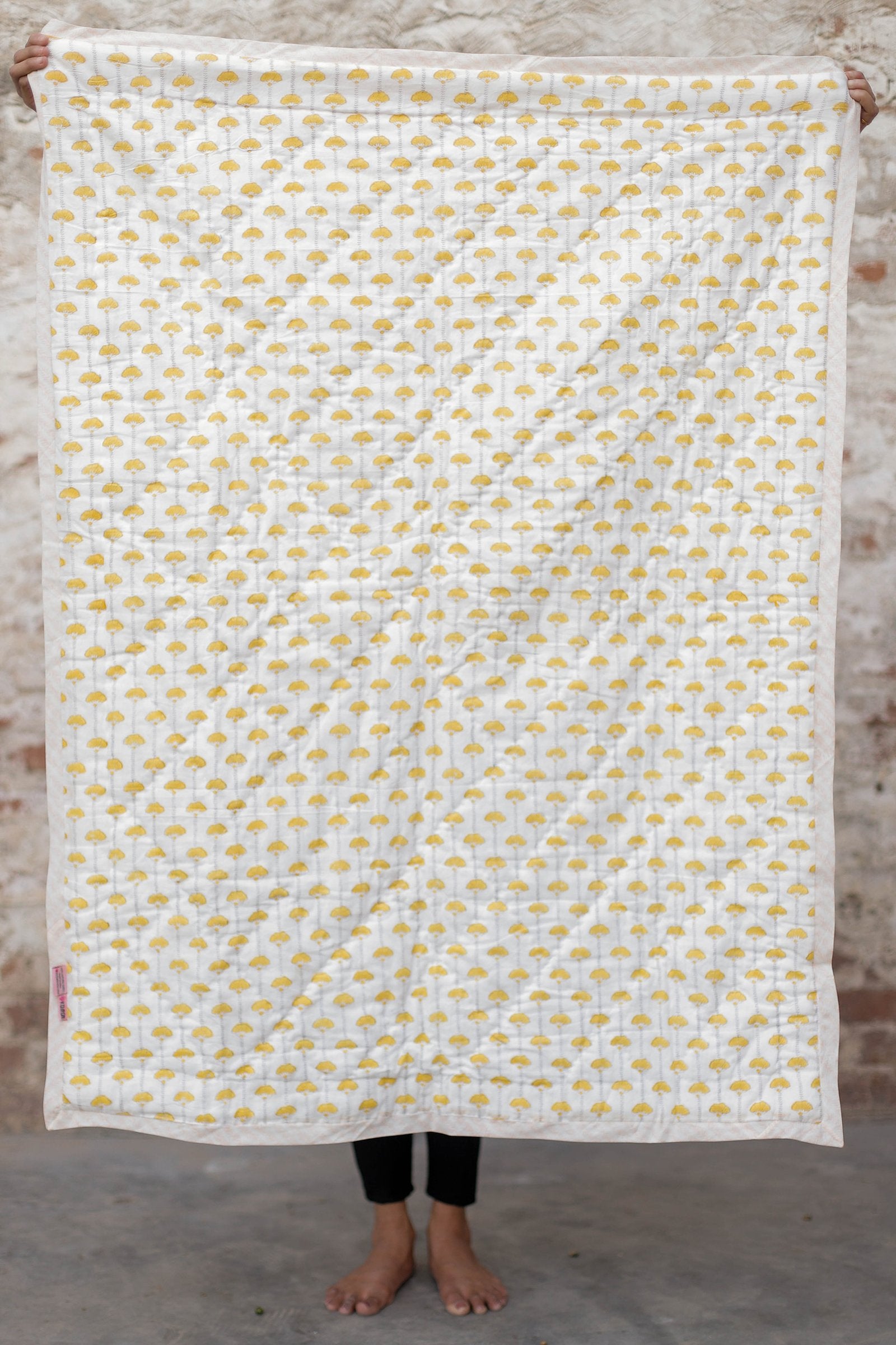 The Chirping Birds – Hand Block Print Reversible Cotton Kids Quilt