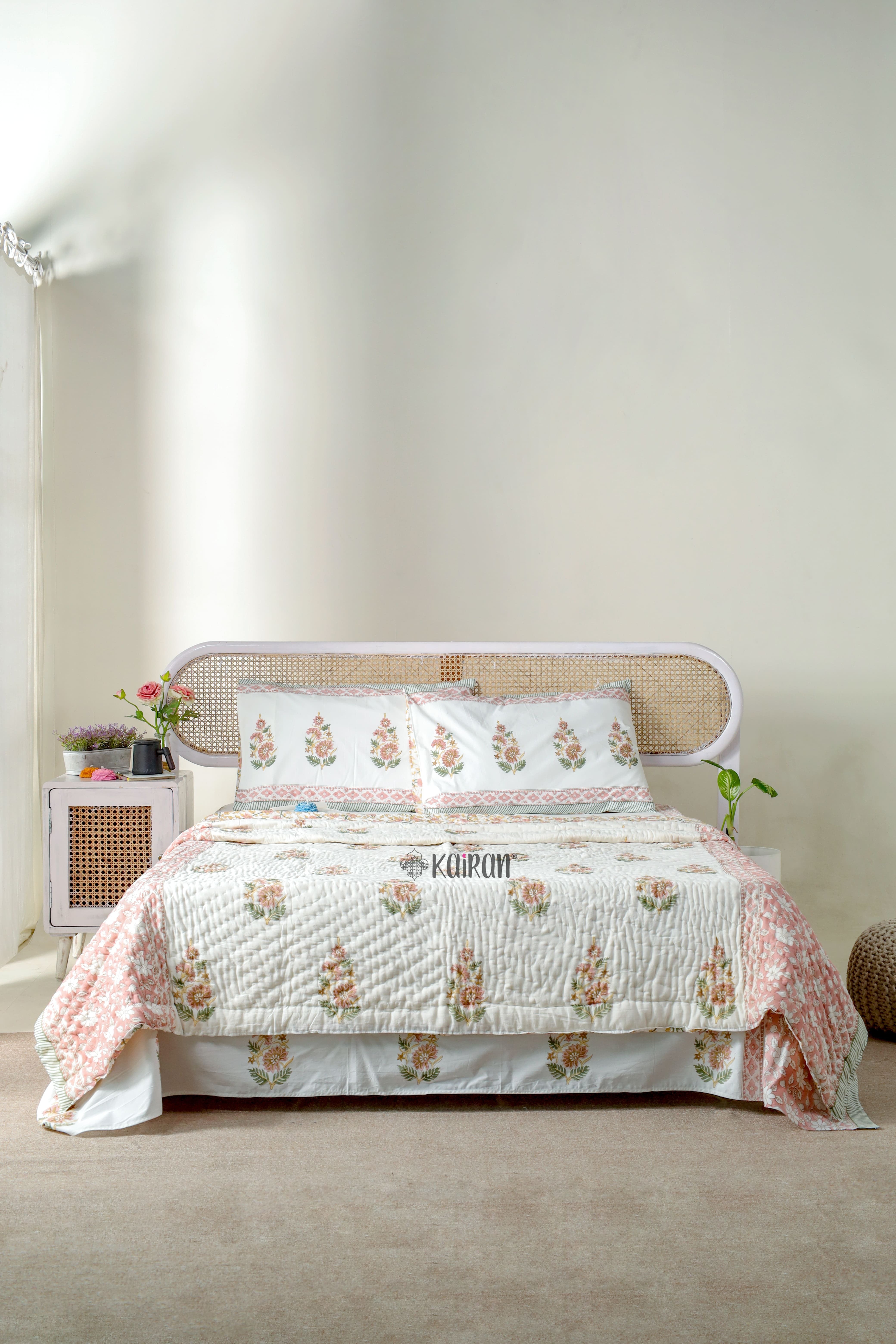 MYSORE HAND BLOCK PRINTED BEDSHEET & PILLOWS