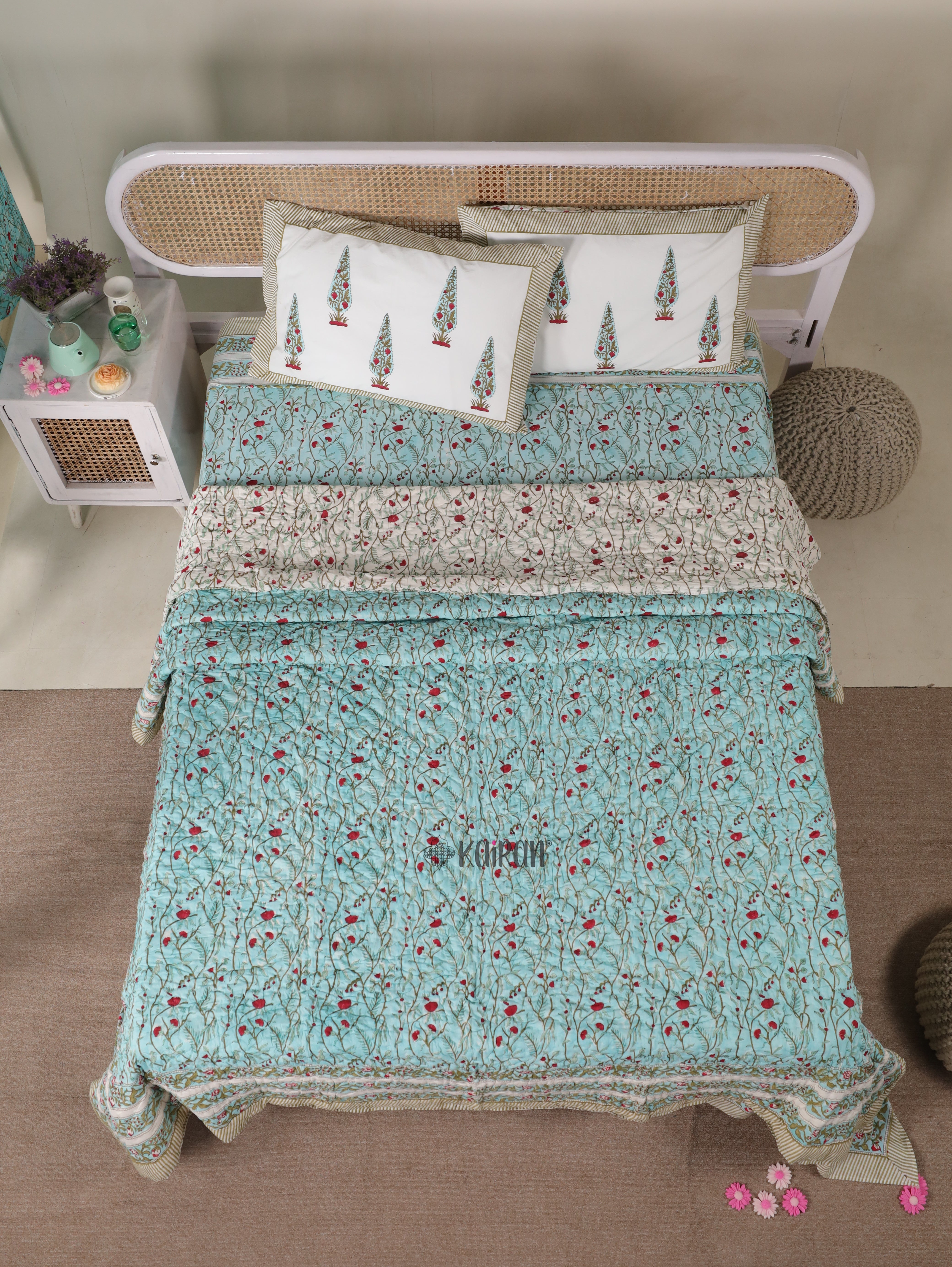 PONDICHERRY HAND BLOCK PRINTED BEDDING SET