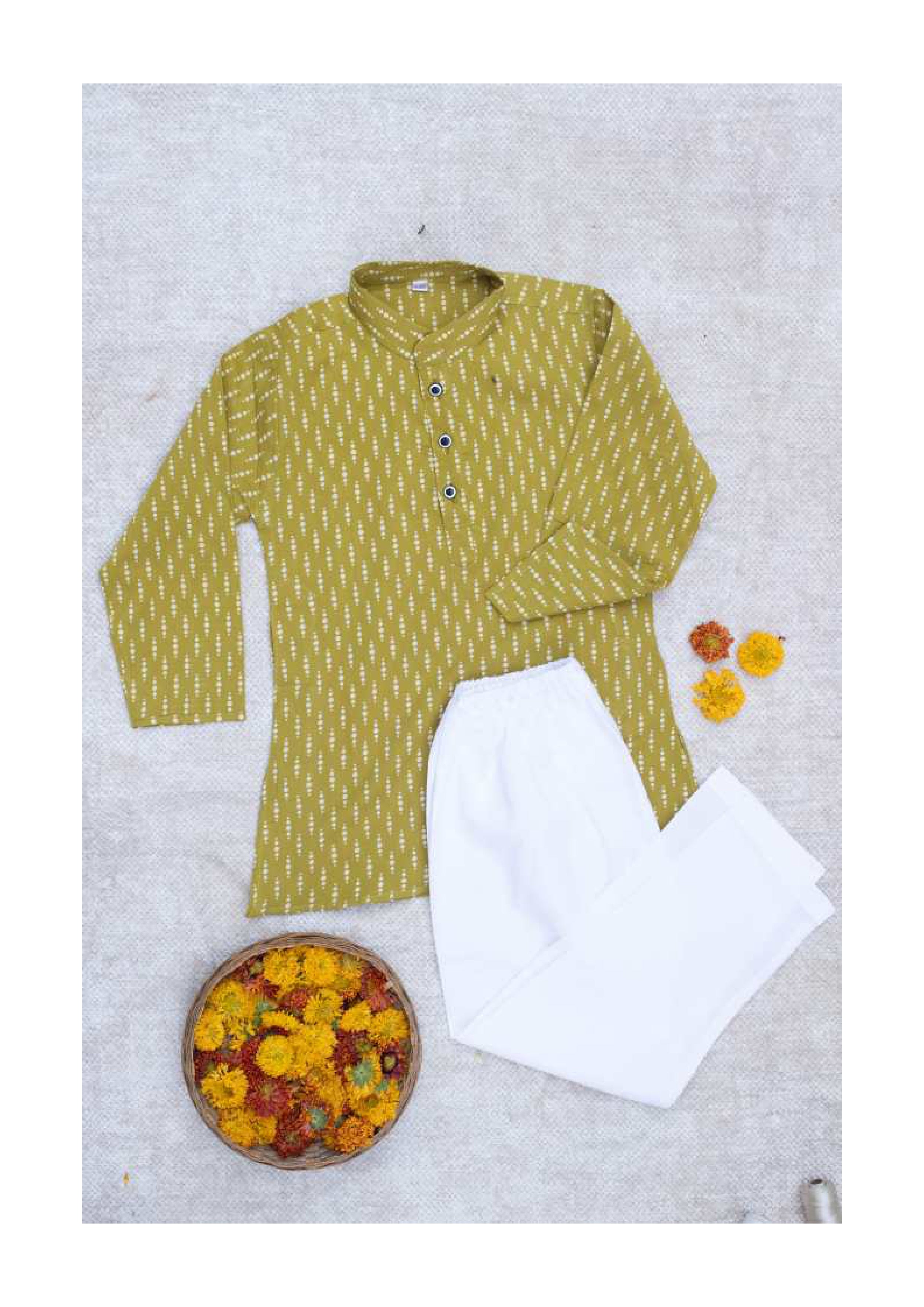 Boys green kurta pyjama set