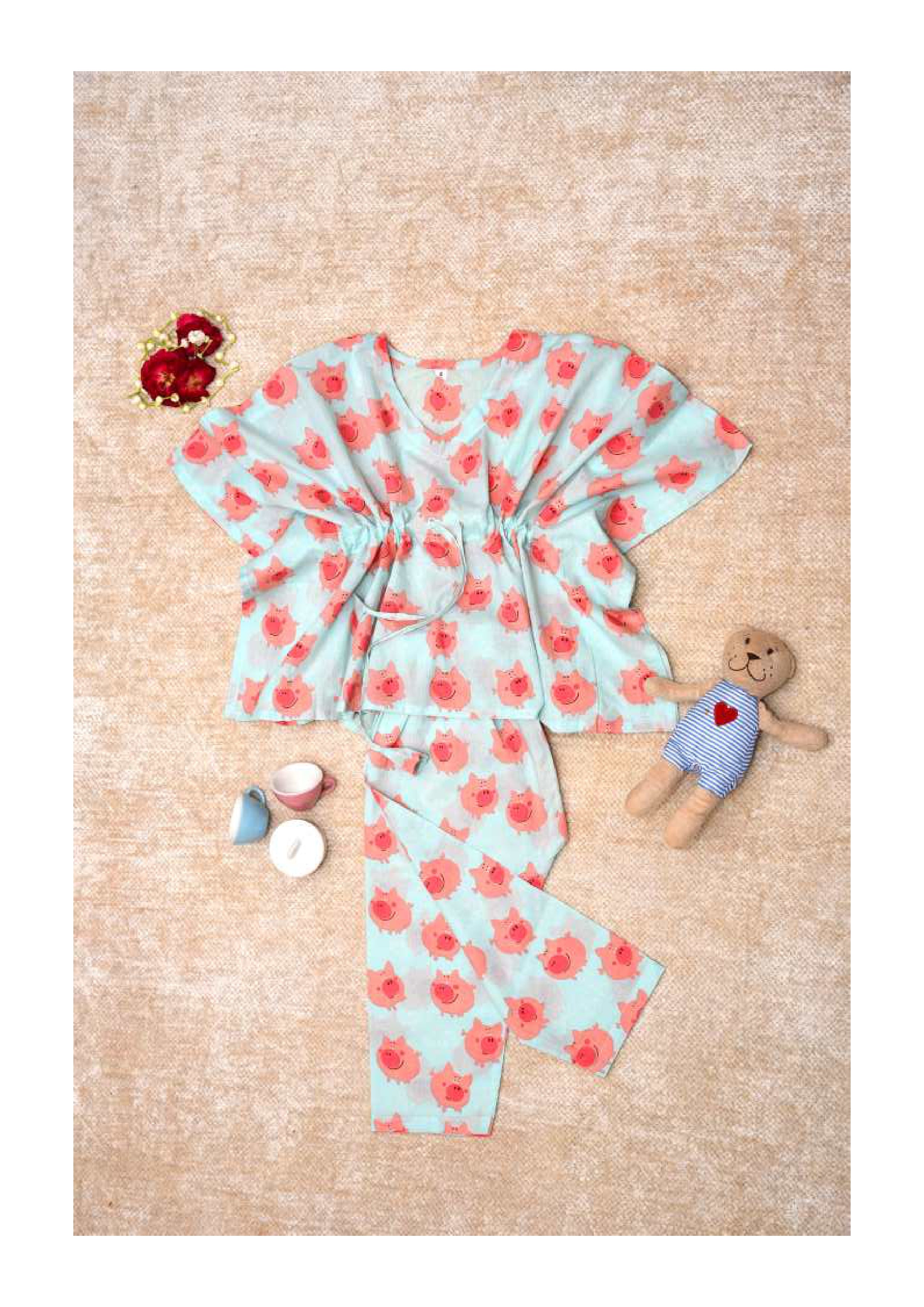Printed kaftan sets for girls