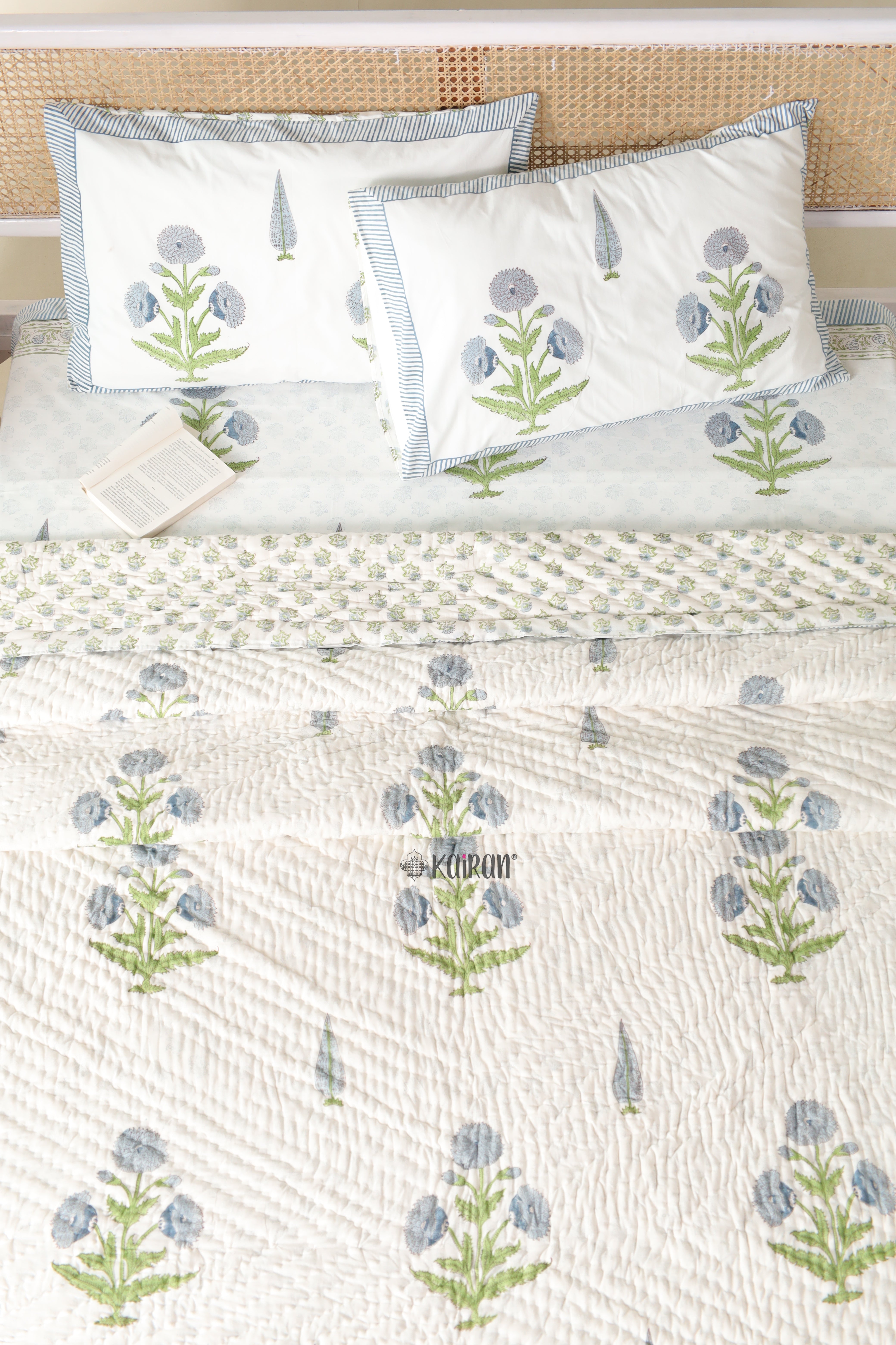 UDAIPUR HAND BLOCK PRINTED BEDSHEET & PILLOWS