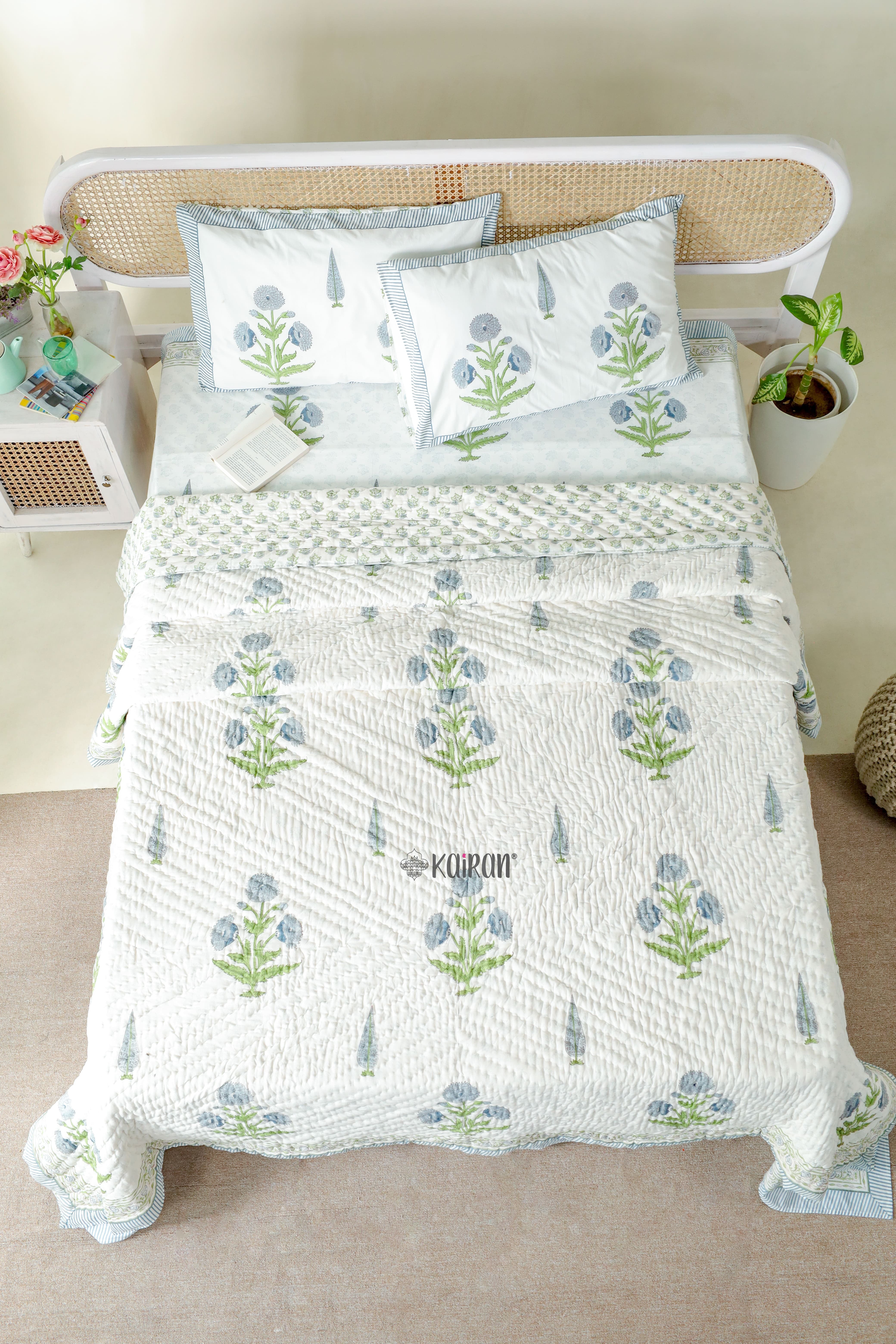 UDAIPUR HAND BLOCK PRINTED BEDSHEET & PILLOWS