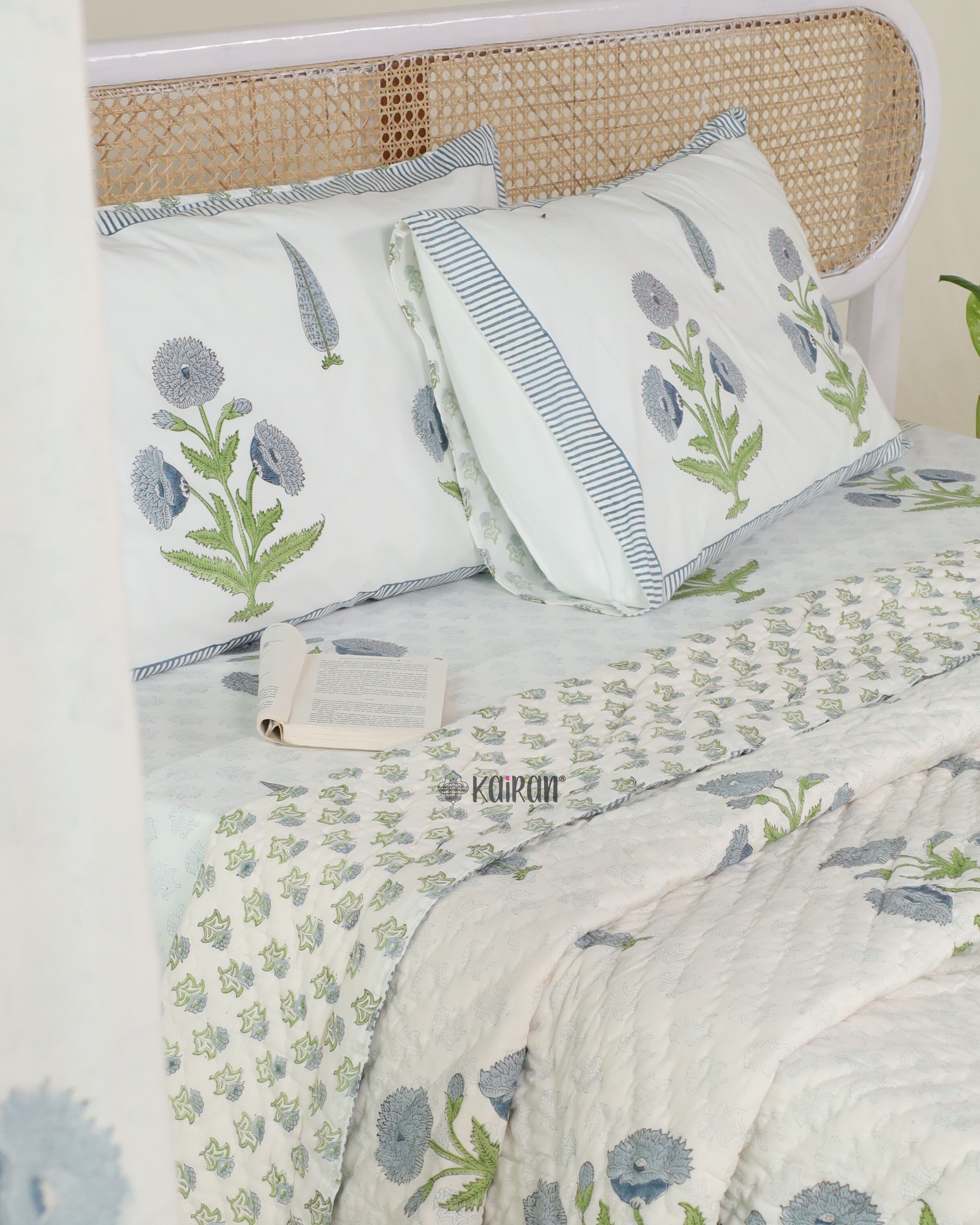 UDAIPUR HAND BLOCK PRINTED BEDSHEET & PILLOWS
