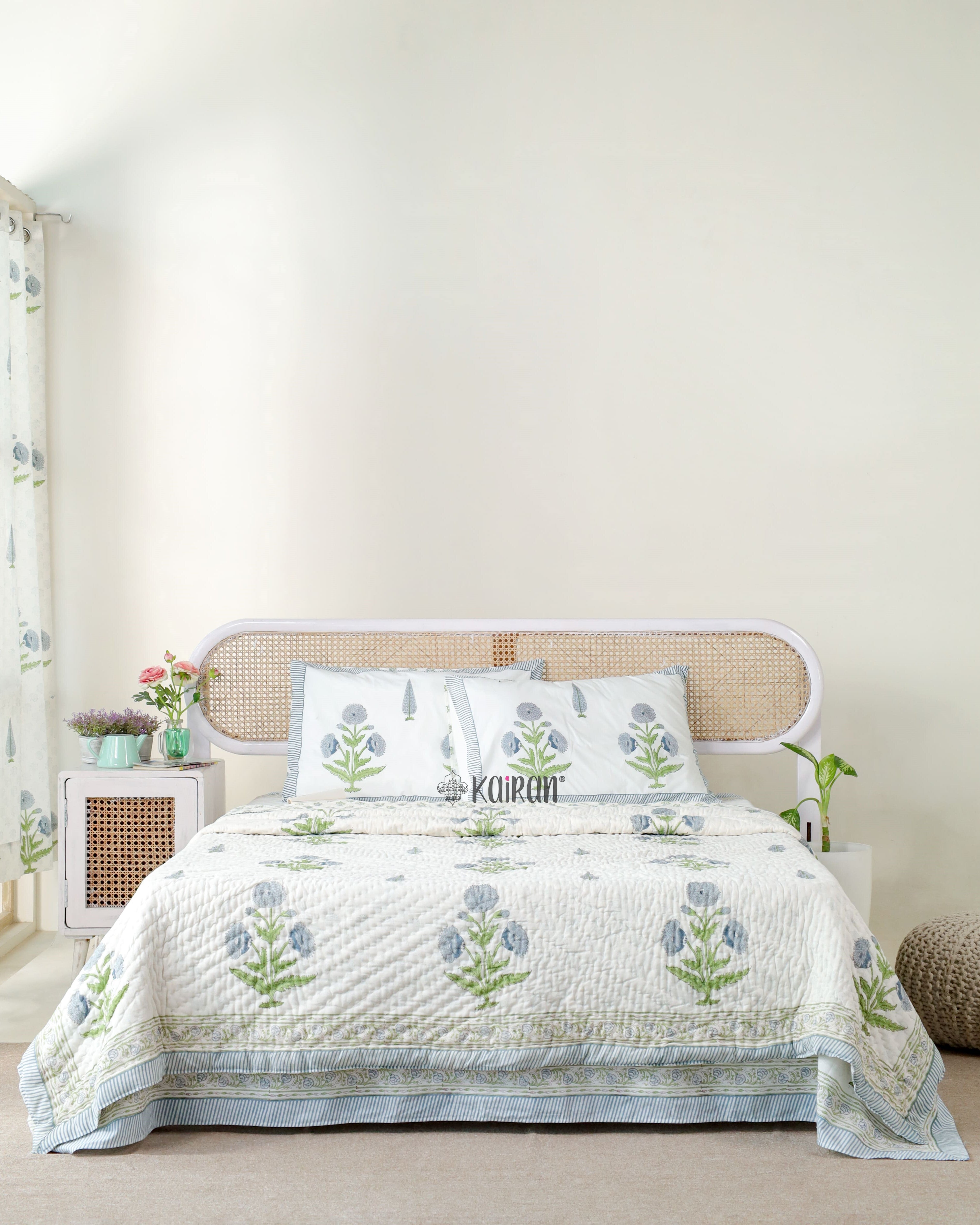 UDAIPUR HAND BLOCK PRINTED BEDSHEET & PILLOWS