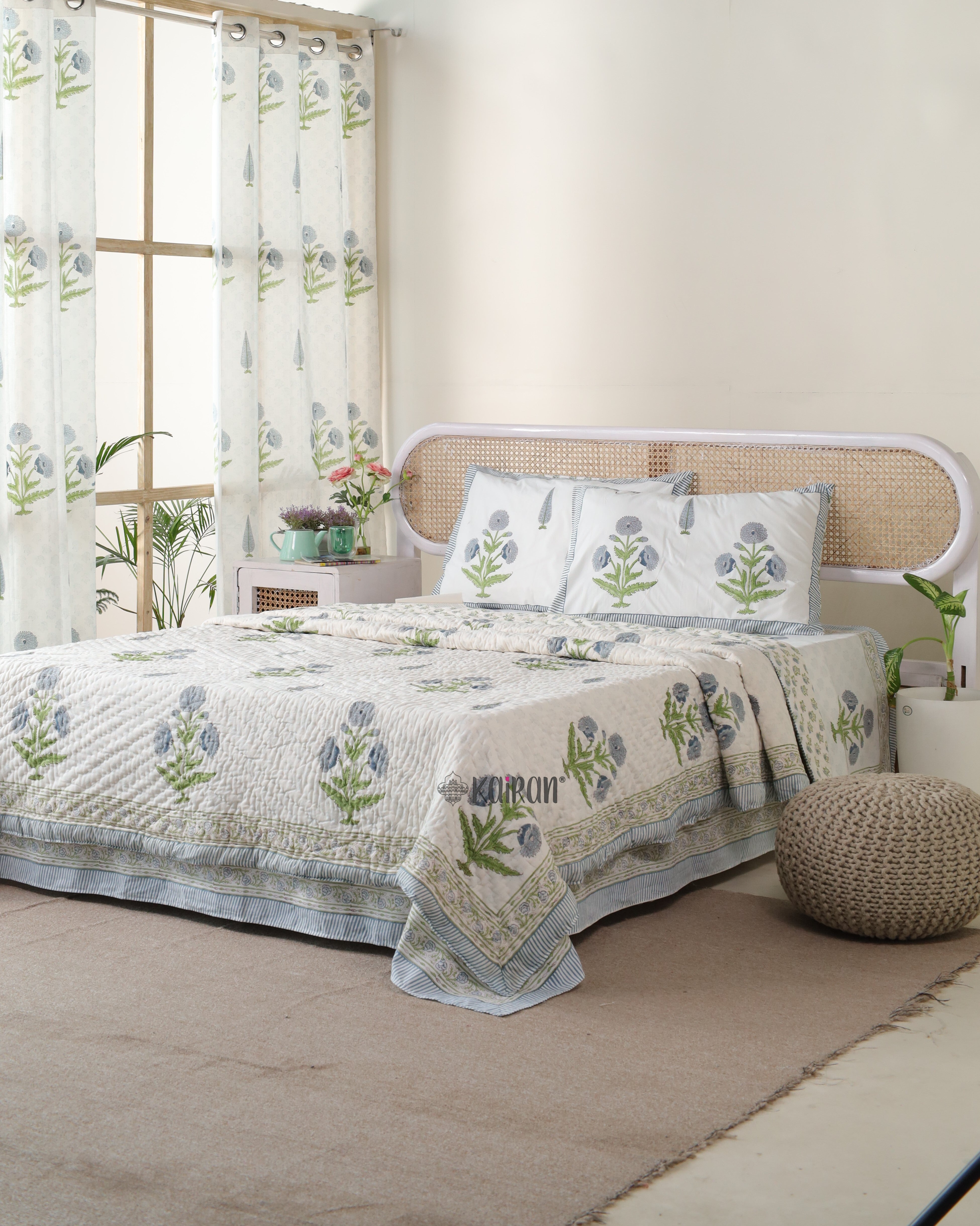UDAIPUR HAND BLOCK PRINTED BEDSHEET & PILLOWS